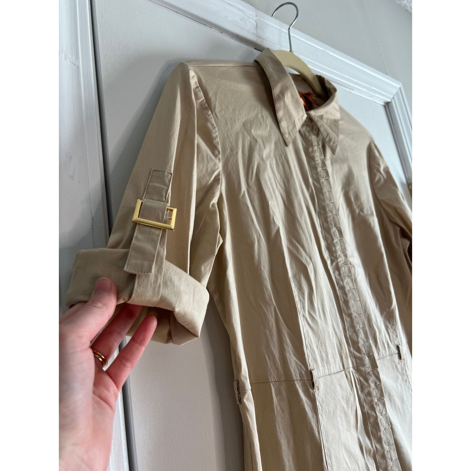 Tory Burch Tory Burch Khaki Tan Short Sleeve Button Down Dress Sz 6 Size M / US 6-8 / IT 42-44 - 2 Thumbnail