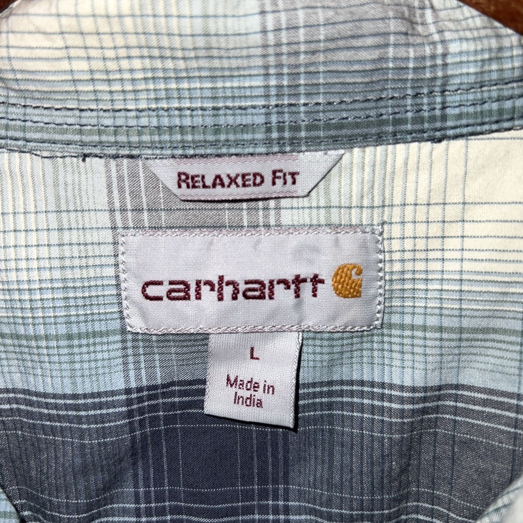 Carhartt Carhartt Blue Plaid Relaxed Fit Button-Up Shirt Mens Size L Short Sleeve Size US L / EU 52-54 / 3 - 3 Thumbnail