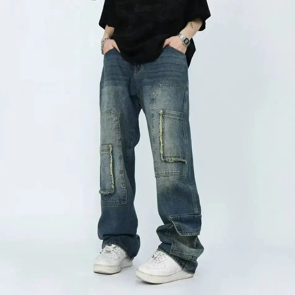 Japanese Brand Retro washed multi pocket straight leg jeans Size US 32 / EU 48 - 1 Thumbnail