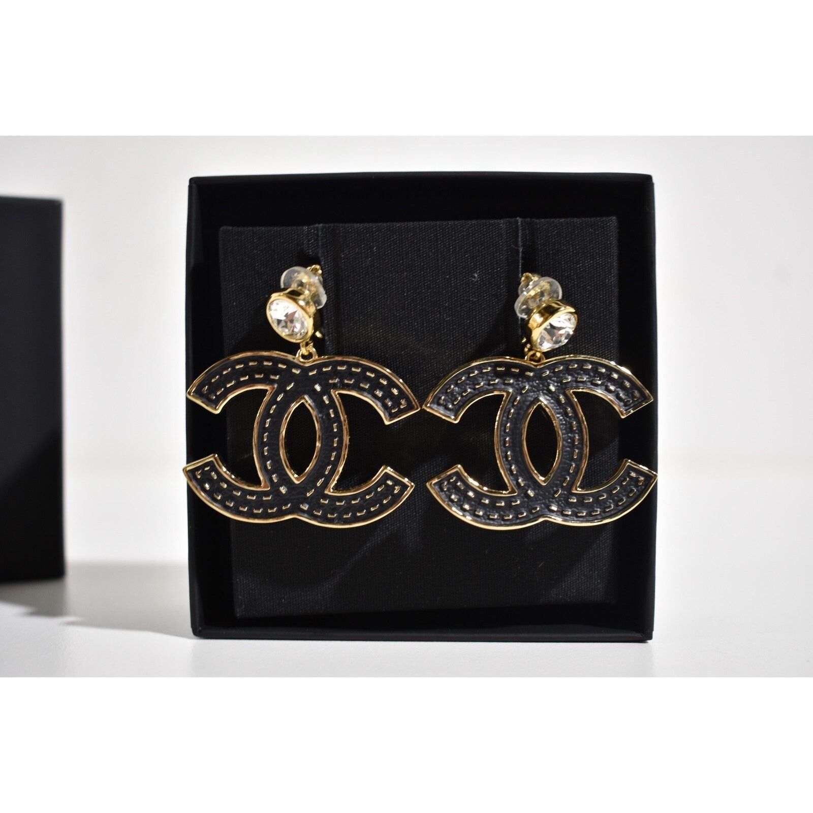 Chanel Chanel Gold Crystal Clip On Dangle Drop Statement Earrings Size ONE SIZE - 4 Thumbnail