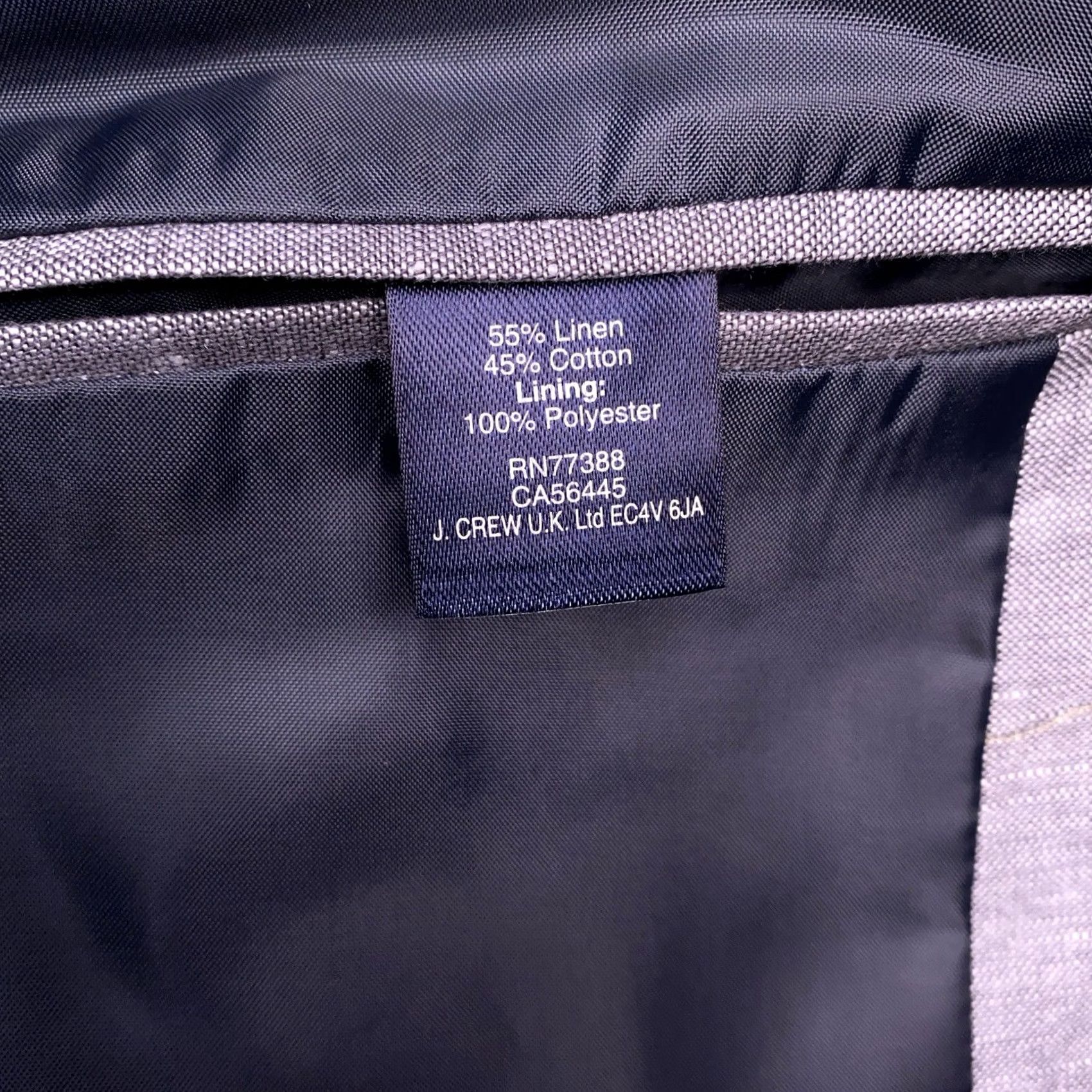 J.Crew J.CREW Blazer Sport Coat 40 Long Gray Linen Blend Notch Lapel Double-Vented Four-Button Inner Pockets Men's Regular Modern Shirt? Size 40R - 5 Thumbnail