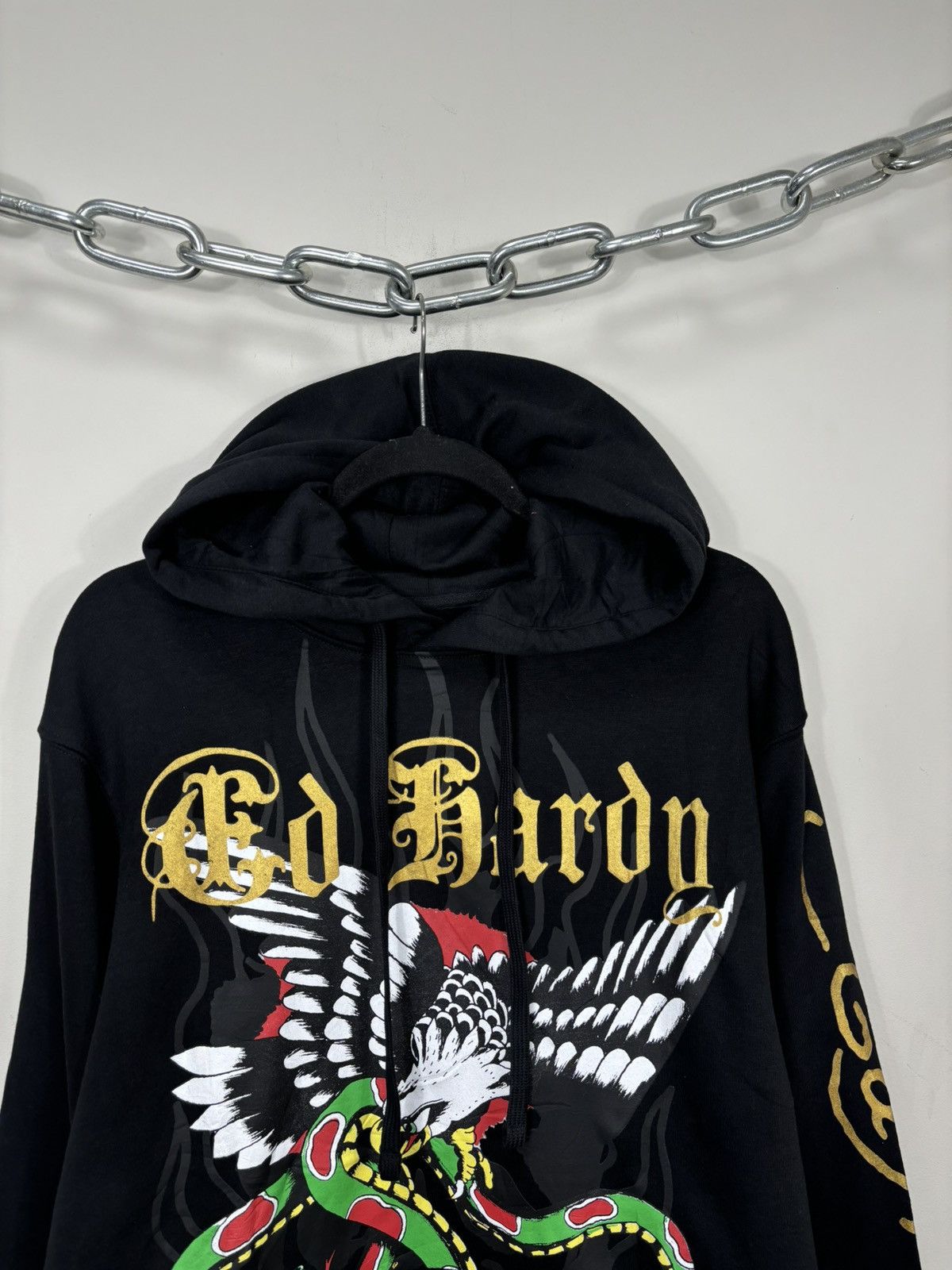 Christian Audigier Ed Hardy NEW Snake Eagle Big Logo Rare Black Hype Hoodie Size US L / EU 52-54 / 3 - 3 Thumbnail