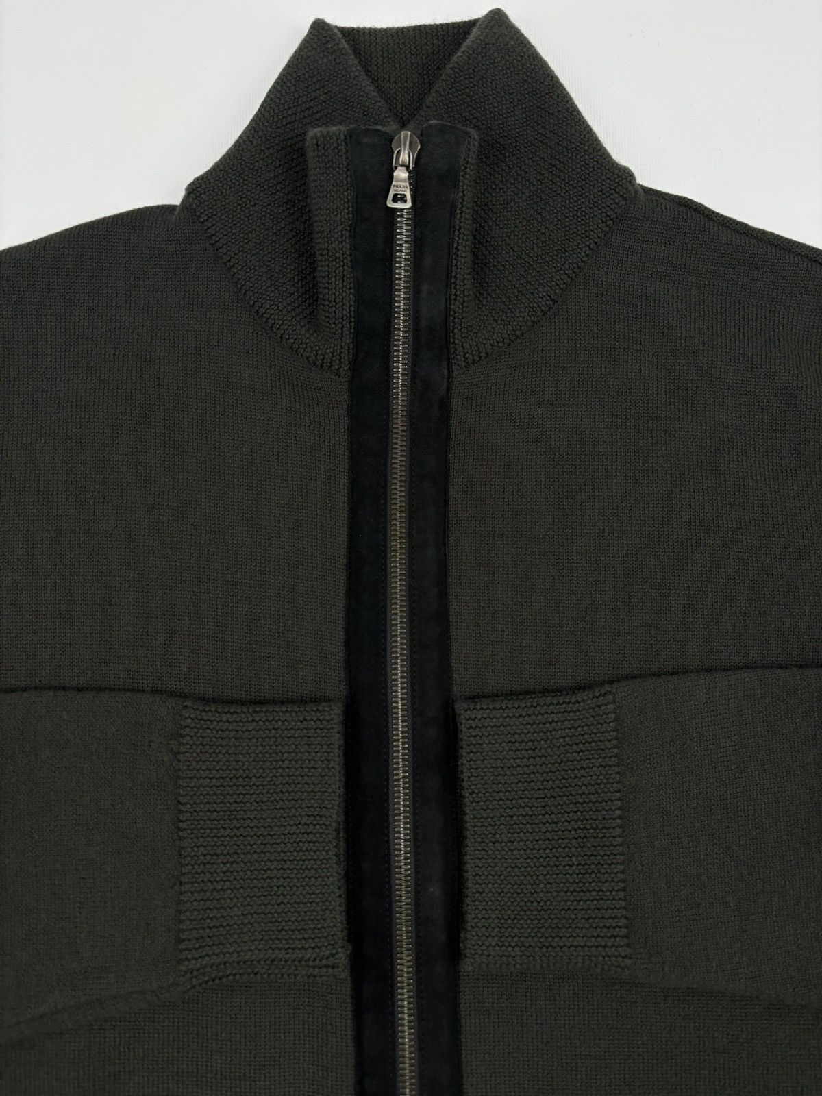 Miu Miu VTG Archive Knit Wool-Leather Zip Sweater High Collar Jumper Size US M / EU 48-50 / 2 - 21 Thumbnail