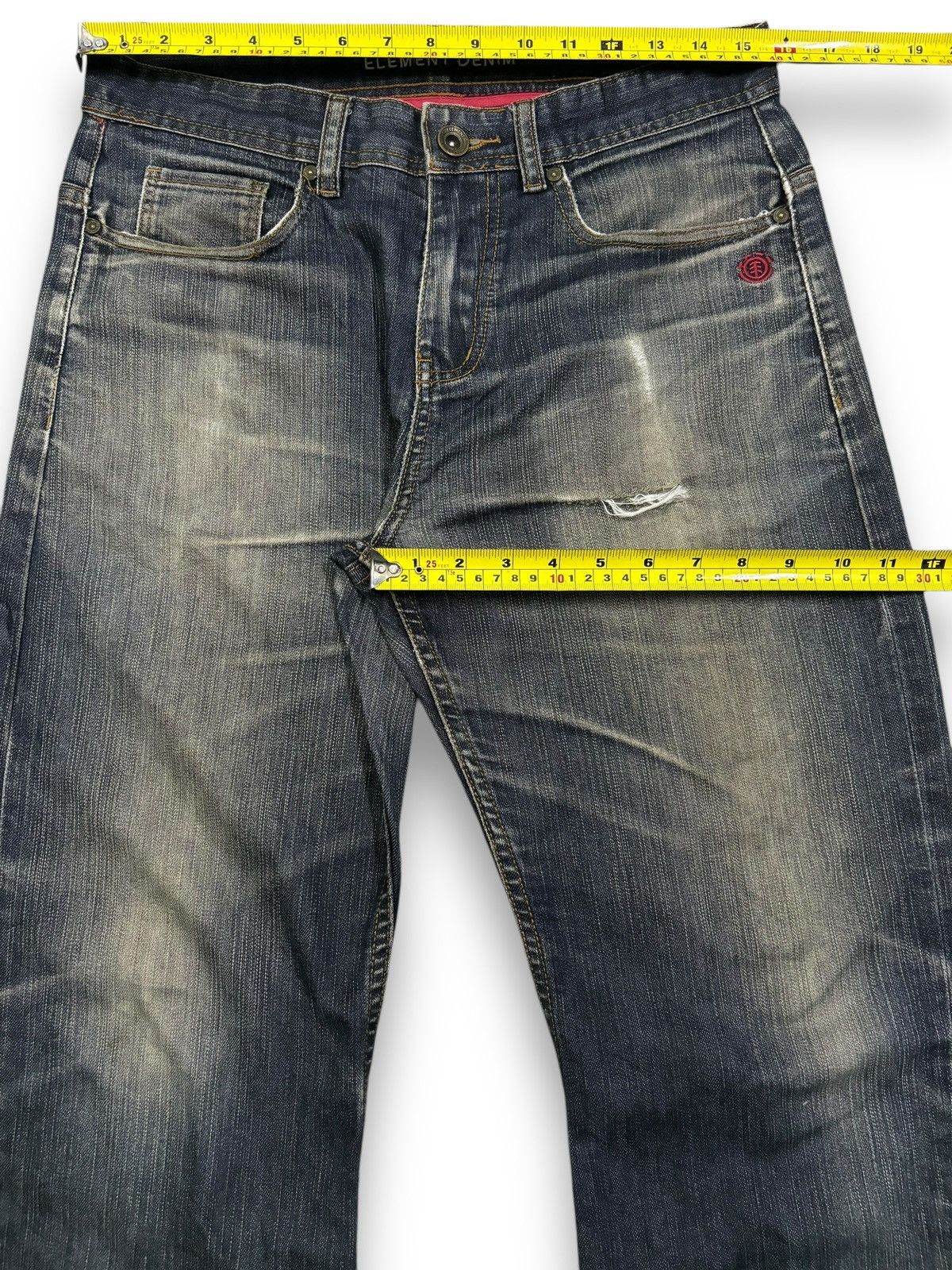 Element Vintage Element Faded Slim Straight Curved Distressed Jeans Size US 31 - 18 Thumbnail