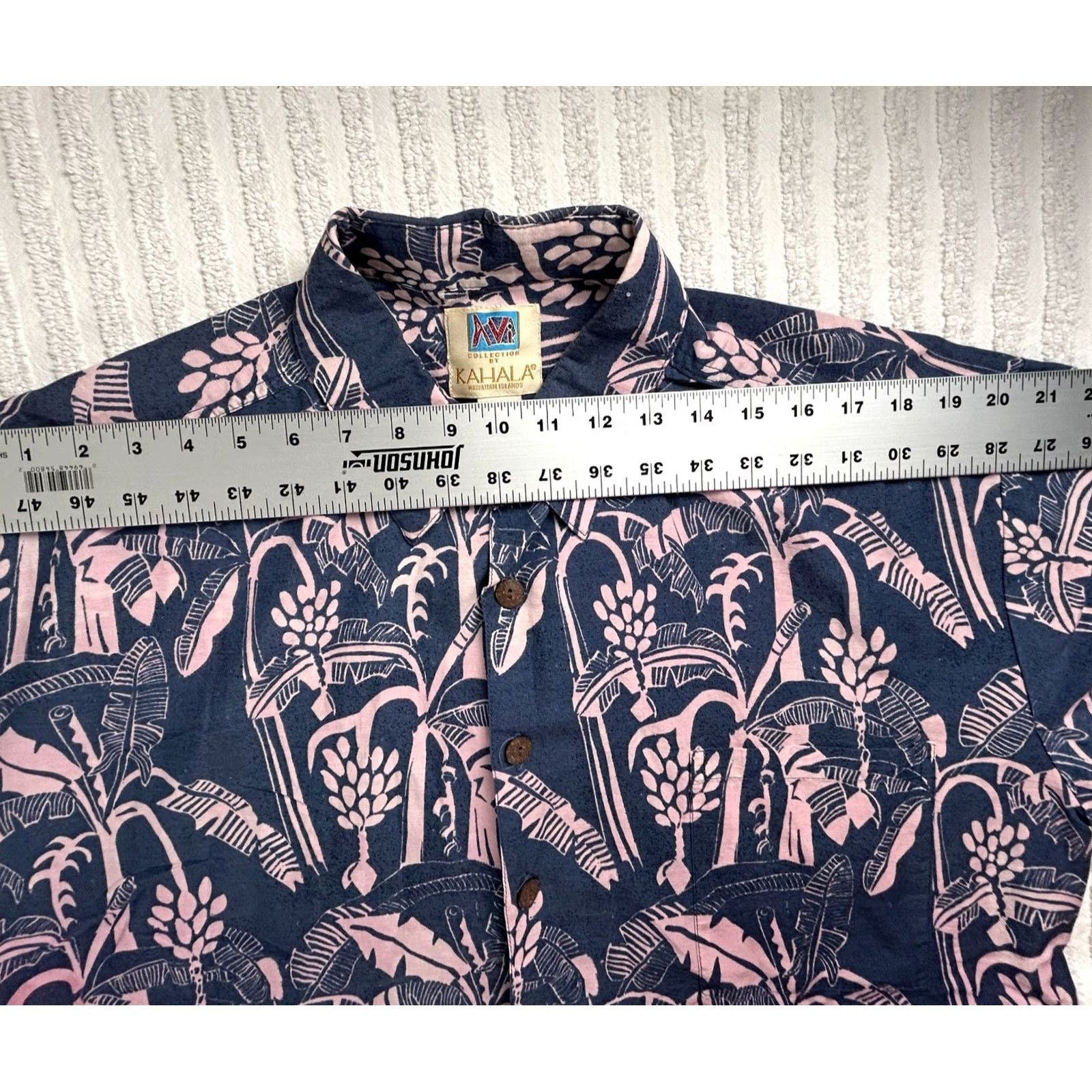 Vintage AVI Kahala Hawaiian Islands Shirt Large Cotton Linen Navy Printed Size US L / EU 52-54 / 3 - 4 Thumbnail