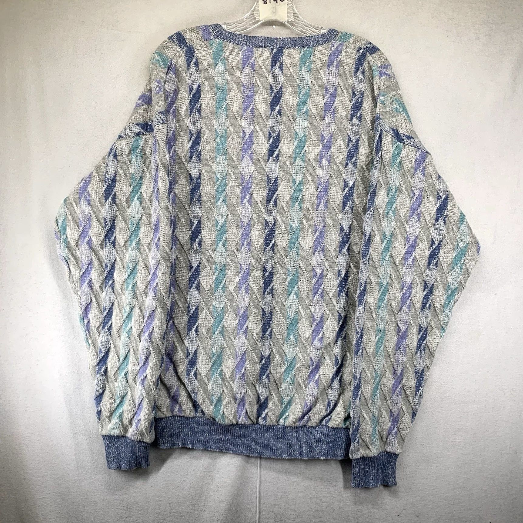 Vintage VINTAGE Shenandoah Mens XL Geometric Sweater Textured 3D Pastels USA Made 90s Size US XL / EU 56 / 4 - 2 Thumbnail