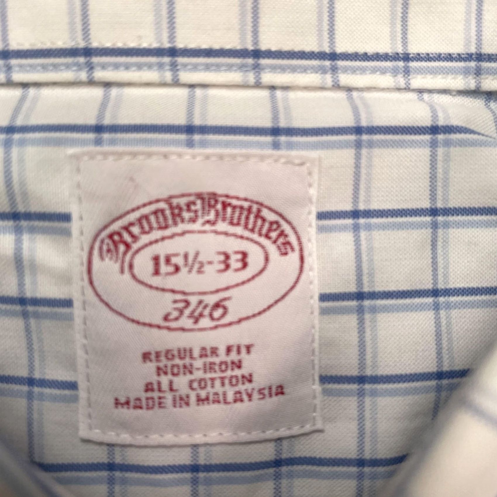 Brooks Brothers Brooks Brothers Shirt Mens Medium 15.5 33 White Blue Check Non-Iron Long Sleeve Button-Up Dress Shirt Regular Fit Collared Size US M / EU 48-50 / 2 - 2 Thumbnail