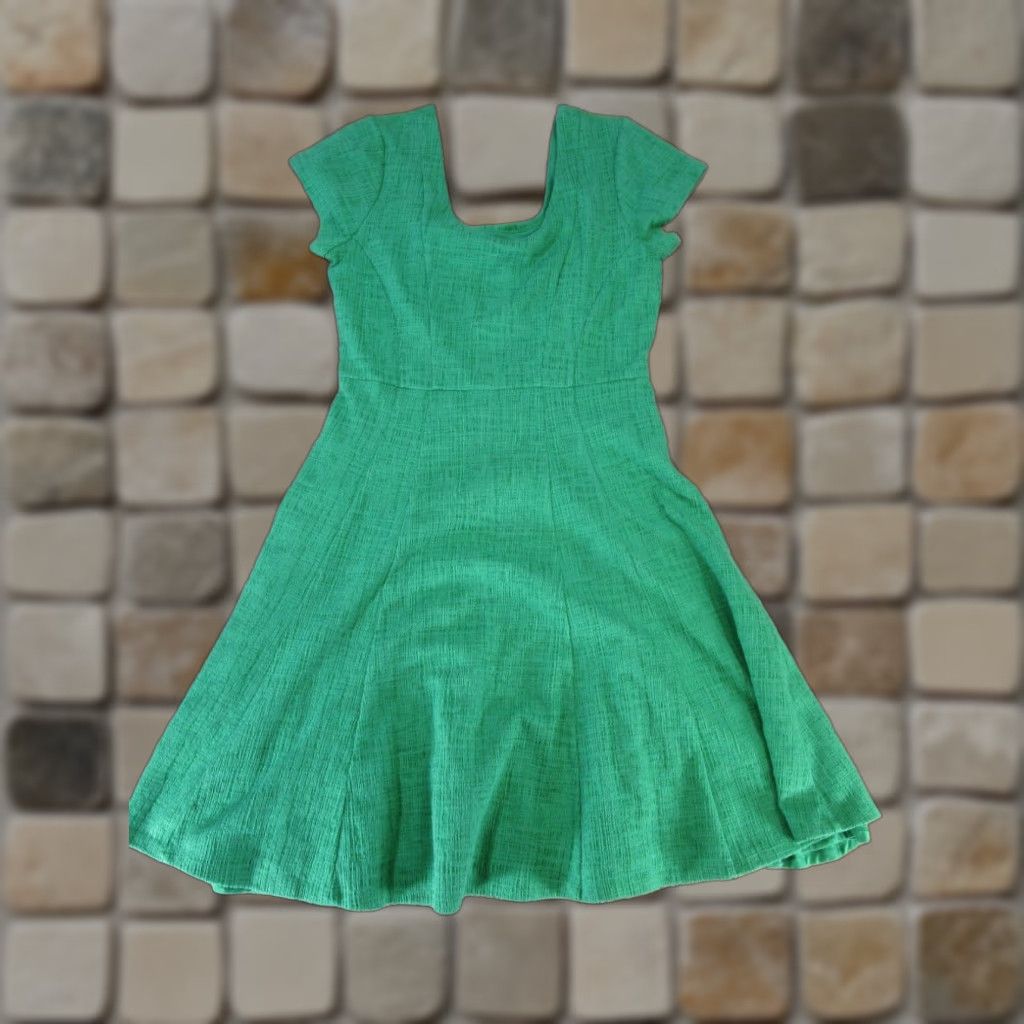 Vintage Maeve Green Cotton A-Line Dress Womens Small Short Sleeve Size S / US 4 / IT 40 - 1 Thumbnail