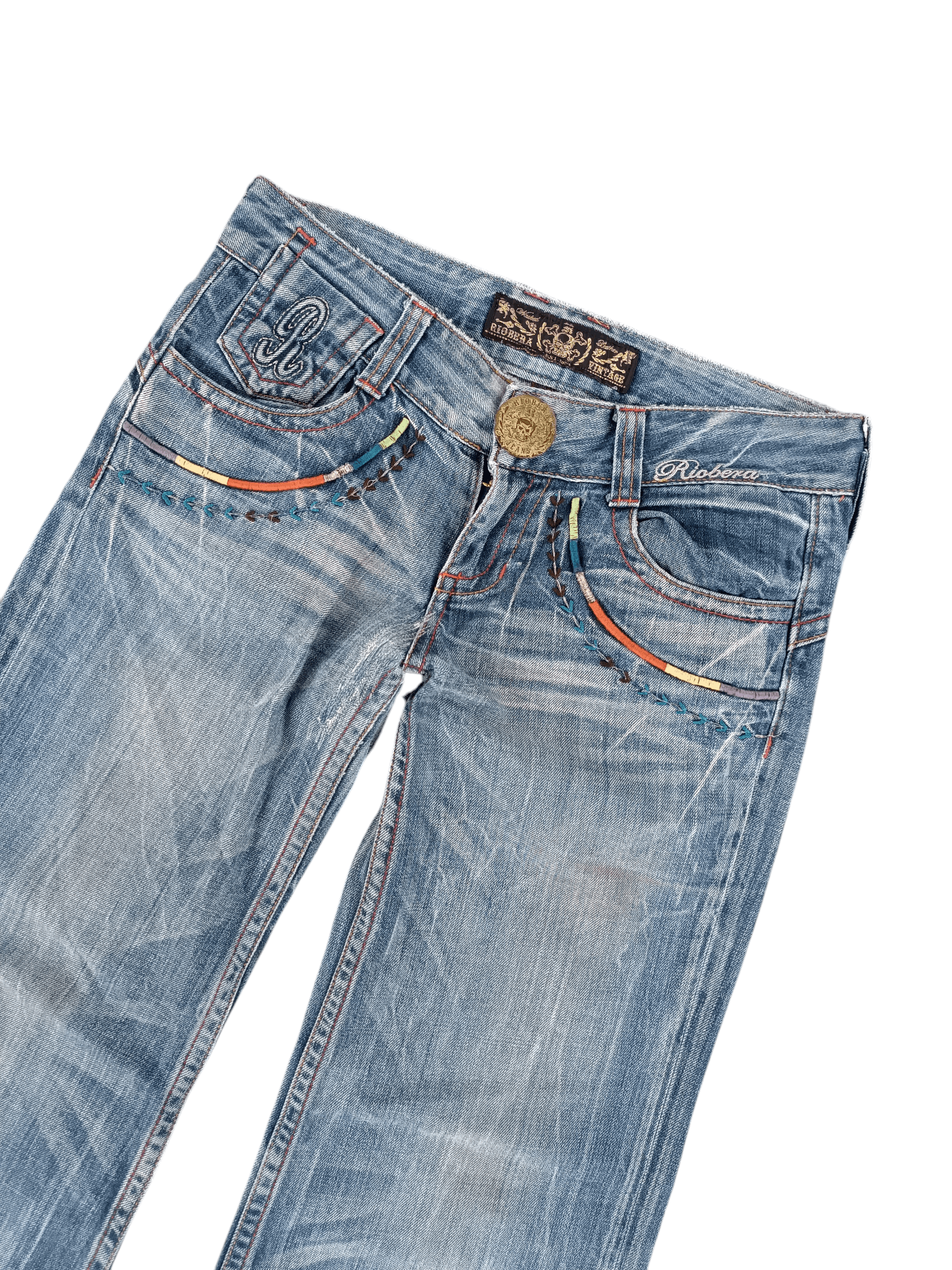 Other 🇯🇵 RIOBERIO SUPER FLARED EMBROIDERED DENIM PANTS Size US 30 / EU 46 - 9 Thumbnail