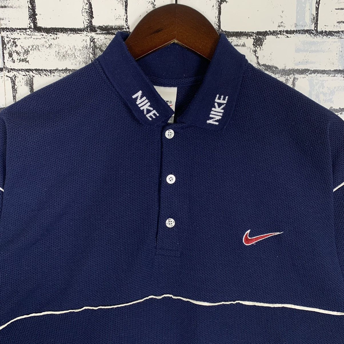 Nike × Vintage Vintage 90s Sportwear Nike Swoosh Embroidery Collar Shirt Size US M / EU 48-50 / 2 - 2 Thumbnail