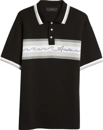Amiri o1s1wg110825 Wave Baja Stripe Piqué Knit Polo Shirt Size US S / EU 44-46 / 1 - 2 Thumbnail