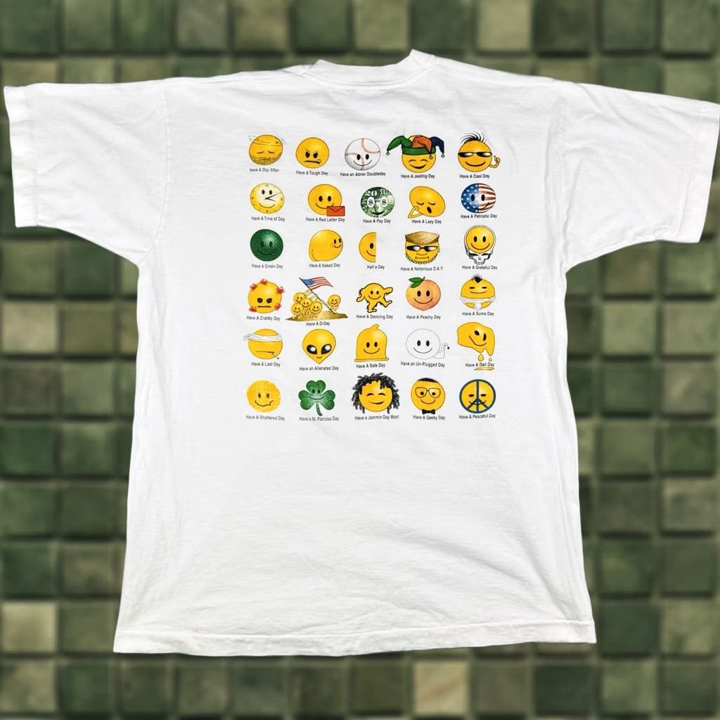 Fruit Of The Loom VINTAGE 90s Have A Day Smiley Face Tshirt XL White Single Stitch Fruit of the Loom Mens Size US XL / EU 56 / 4 - 1 Thumbnail