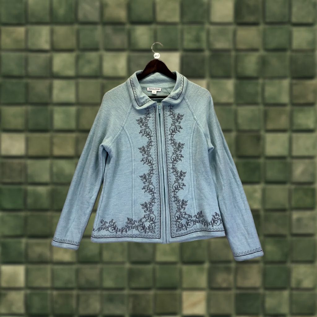 Pendleton VINTAGE Pendleton Blue Wool Full Zip Sweater Jacket Womens Medium-8437 Size M / US 6-8 / IT 42-44 - 1 Thumbnail