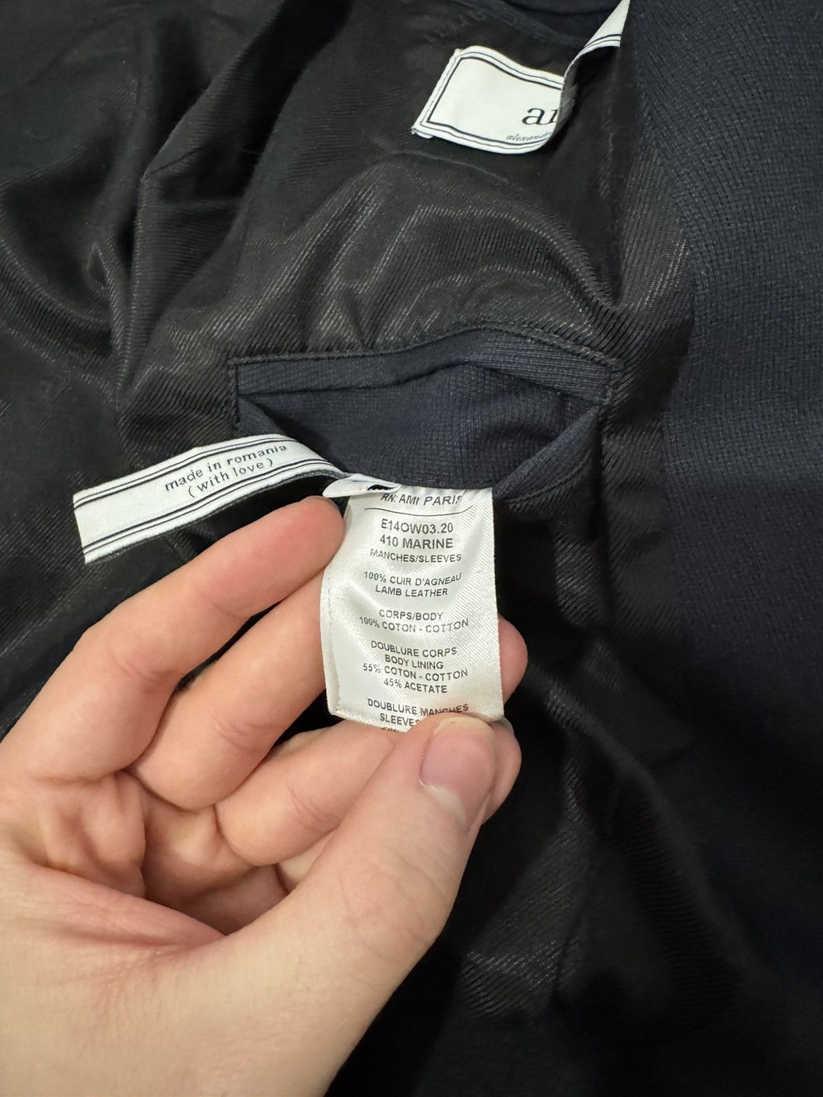 AMI AMI Paris Lamb Leather Sleeves Bomber Jacket Like SLP Navy S Size US S / EU 44-46 / 1 - 8 Thumbnail