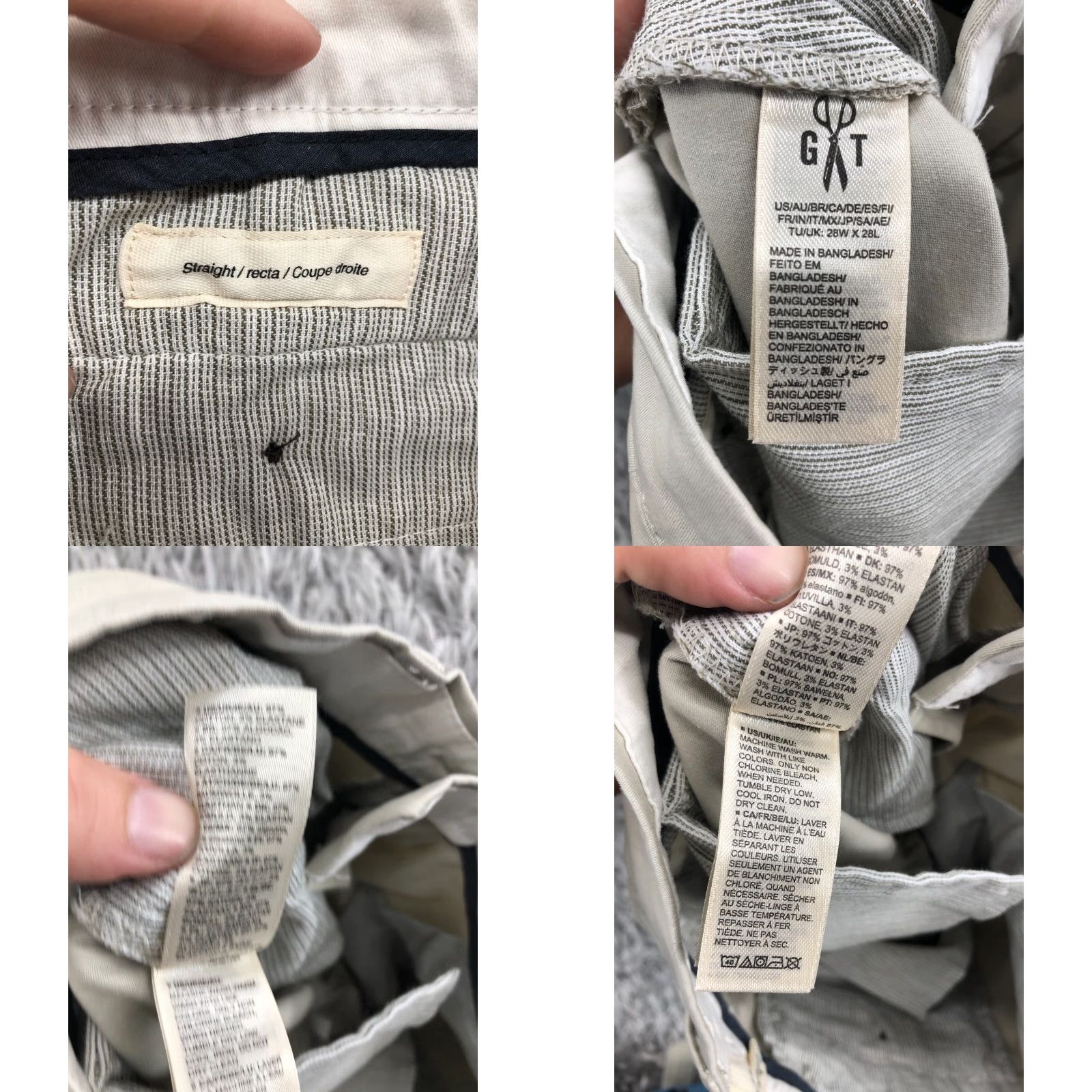 Vintage Goodthreads Pants Men 28x28 Straight Mid Rise Beige Denim 5-Pocket Slimming City Logo Regular Machine Washable Size US 28 / EU 44 - 9 Thumbnail