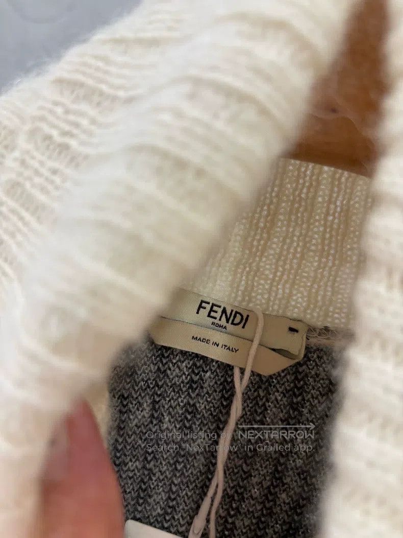 Fendi Fendi High-Neck Striped Knit Dress with Fox Fur Size XS / US 0-2 / IT 36-38 - 4 Thumbnail