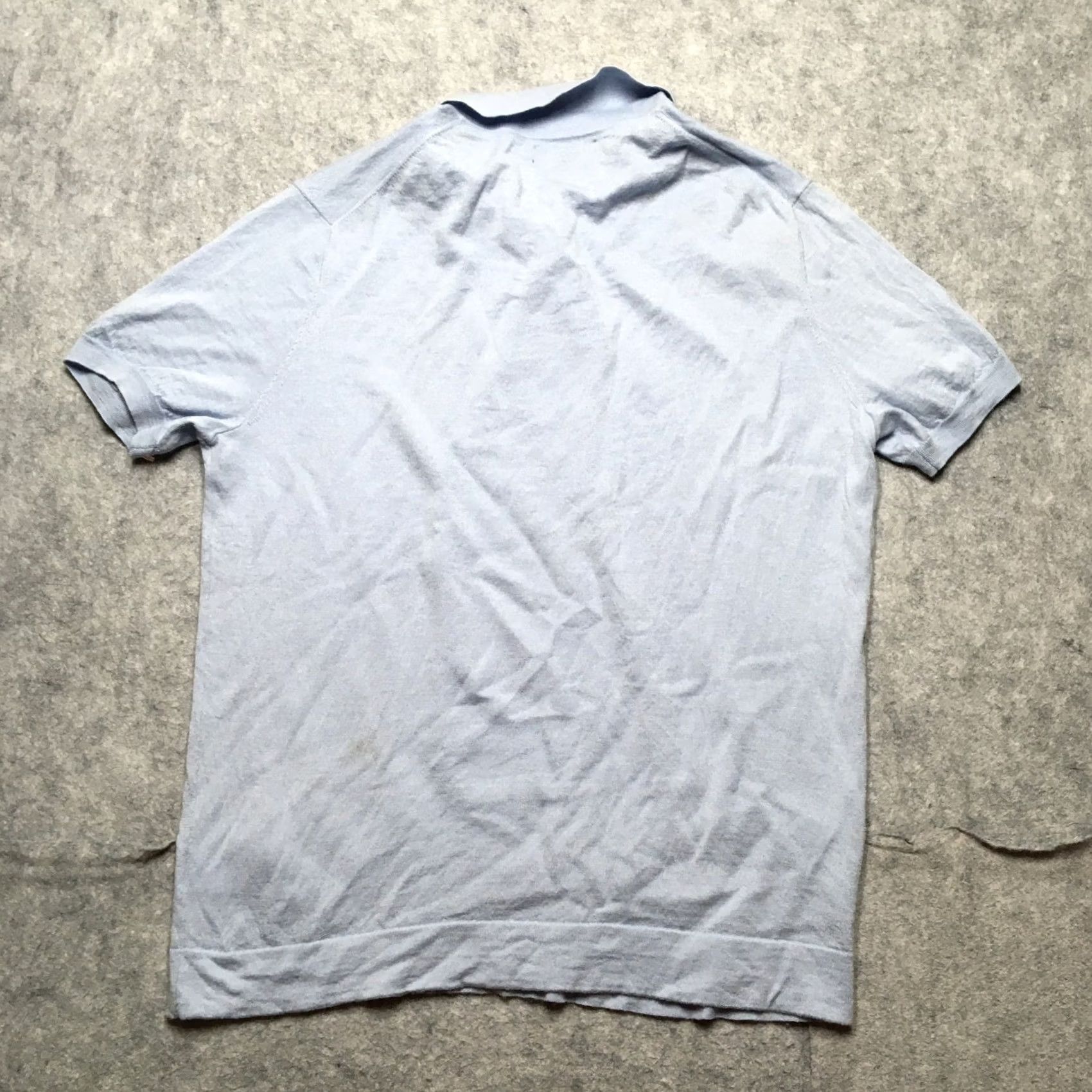 Nordstrom Nordstrom Polo Mens XL Merino Wool Silk Knit Blue Short Sleeve Button Collared Carded Embroidered Logo Modern Casual Size US XL / EU 56 / 4 - 4 Thumbnail