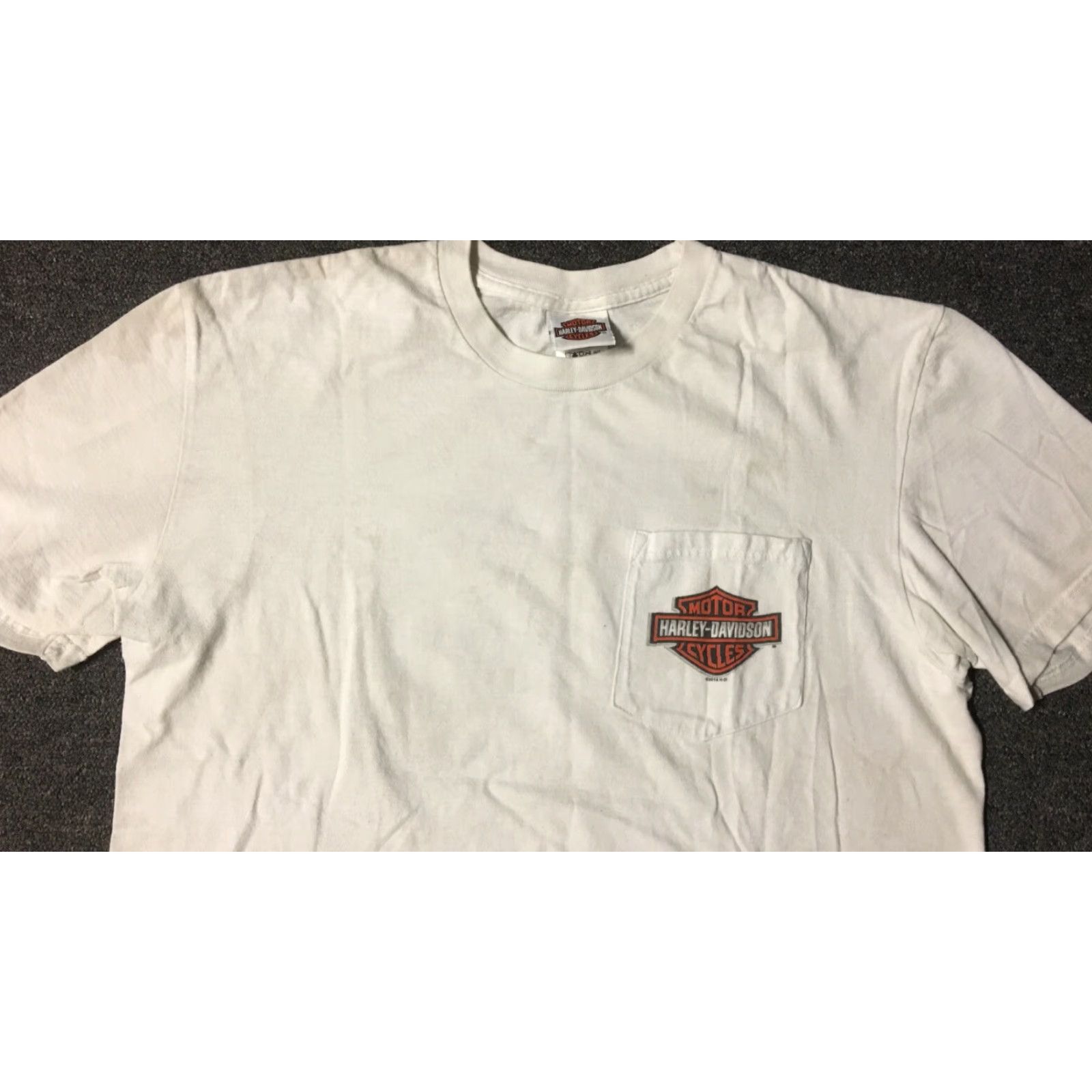 Harley Davidson VINTAGE Harley-Davidson Shirt Adult L White Harley-Davidson Austin Texas Faded Distressed Graphic Tee Punk Grunge 90s Biker USA Flag Size US L / EU 52-54 / 3 - 6 Thumbnail