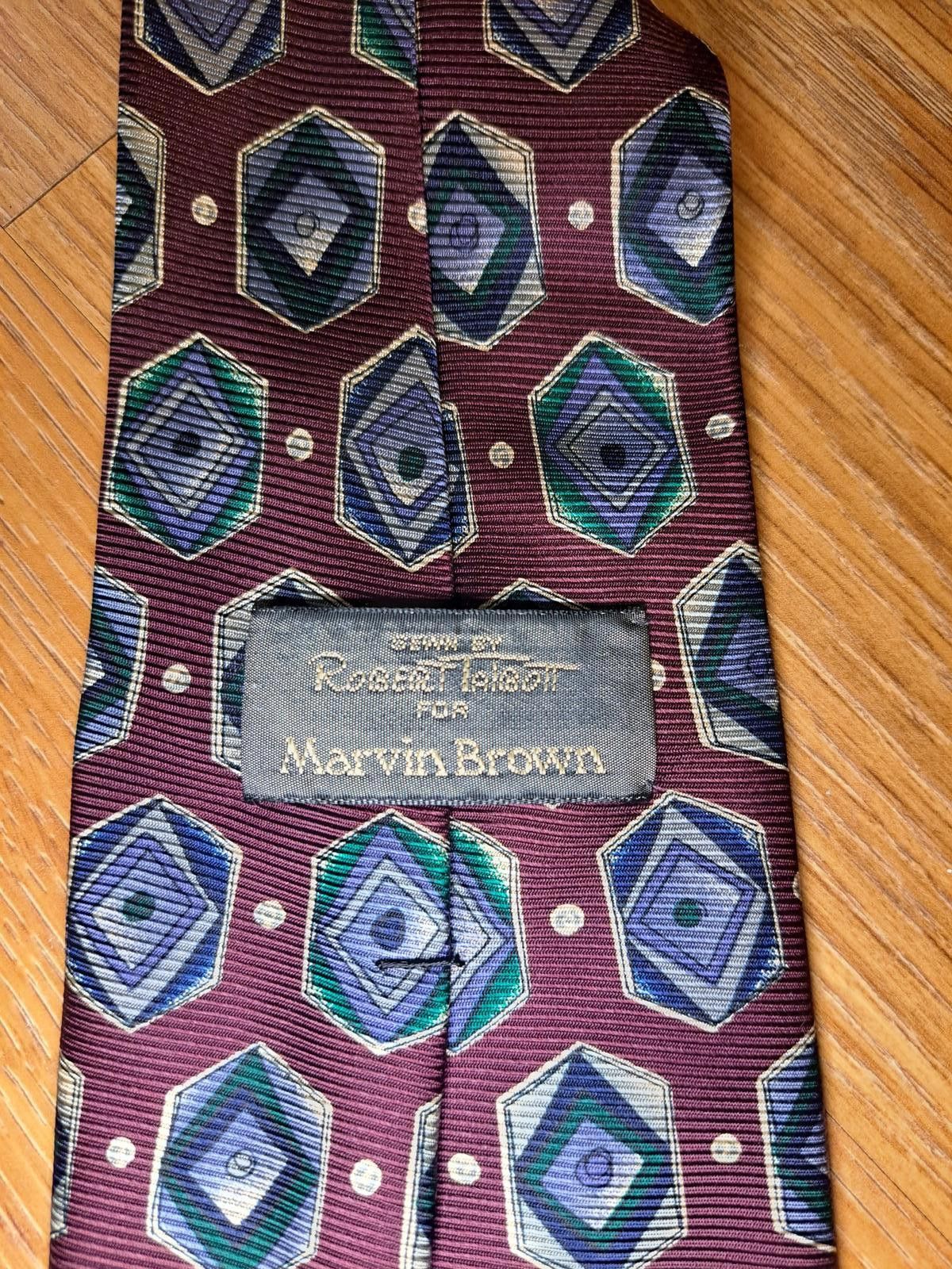 Robert Talbott HANDMADE Robert Talbott Silk Tie Mens Burgundy Geometric Size ONE SIZE - 2 Thumbnail