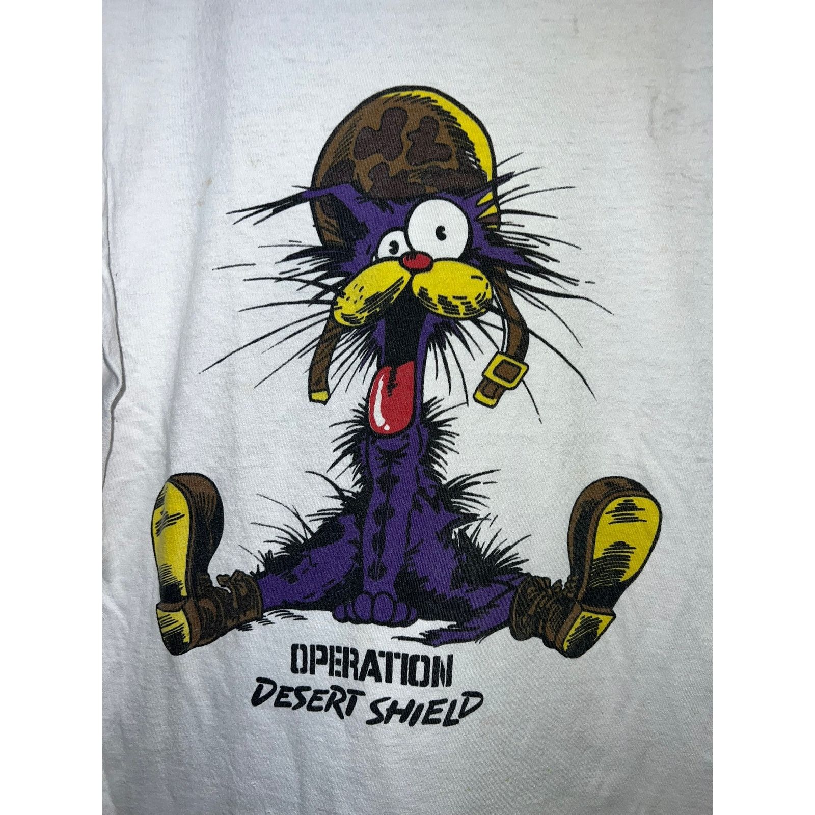 Hanes Vintage Operation Desert Shield Shirt Bill The Cat Tee 90s M Size US M / EU 48-50 / 2 - 2 Thumbnail