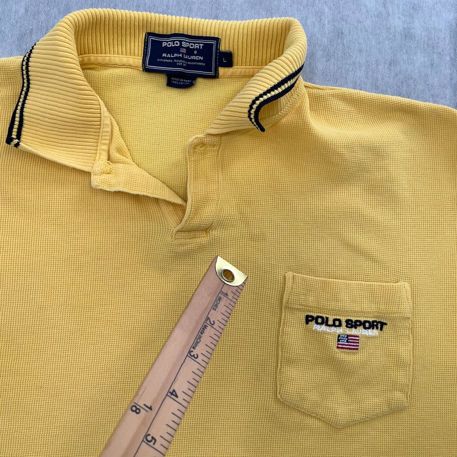 Vintage VINTAGE Polo Sport Shirt Adult Large Yellow Pocket Embroidered Mens 90s USA Polo Sport Shirt Yellow Large Mens Size US L / EU 52-54 / 3 - 7 Thumbnail