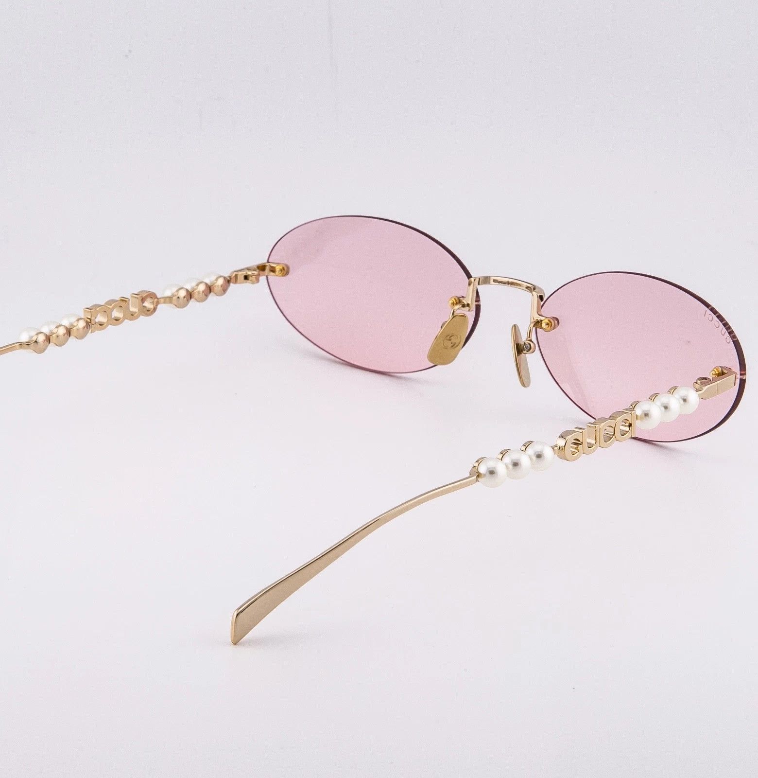 Gucci GUCCI GG1922S Gold Pink 1922 GG Pearl Fashion Sunglasses 004 Size ONE SIZE - 3 Thumbnail