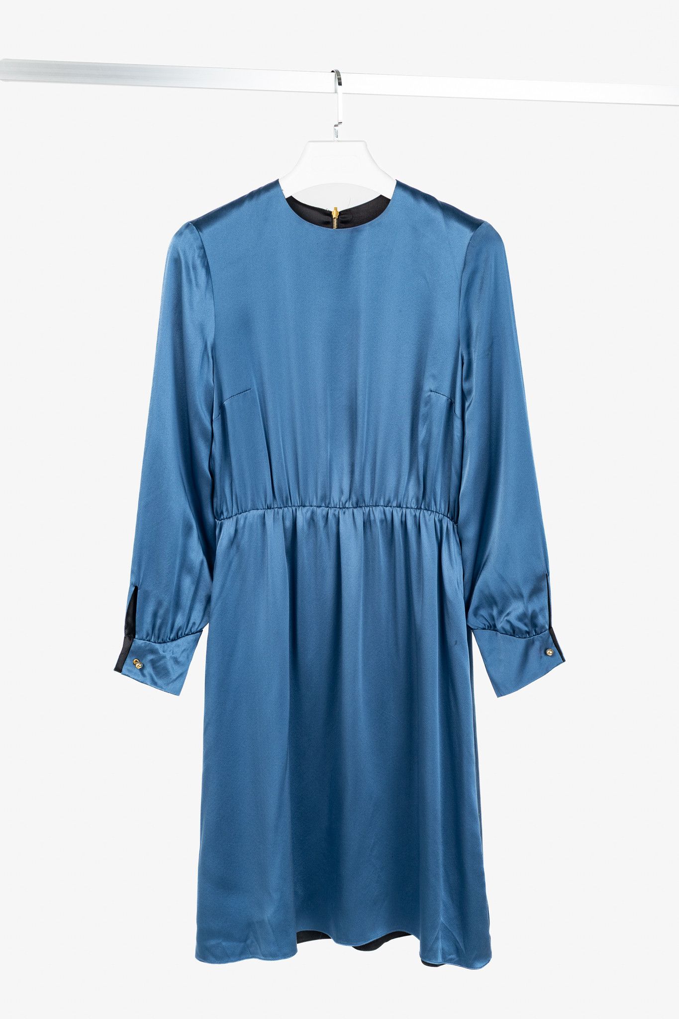 Other Dassie Reversible Black & Blue Silk Charmeuse Dress Size L / US 10 / IT 46 - 9 Thumbnail