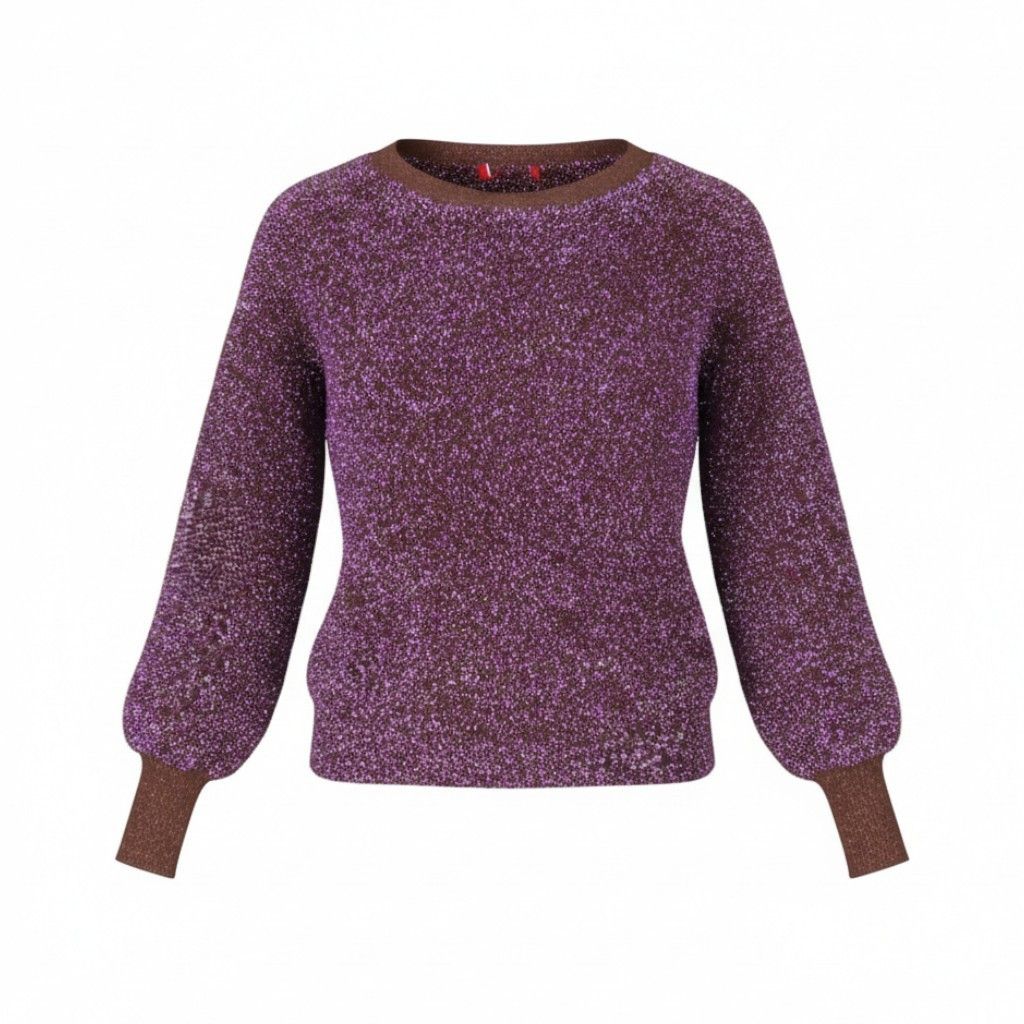 MAX&Co. XS Burgundy Glitter Metallic Fuzzy Knit Jumper 88677 Size XS / US 0-2 / IT 36-38 - 2 Thumbnail