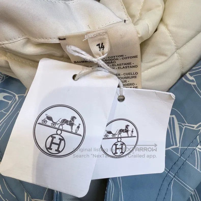 Hermes Hermes Blue and White Printed Parka Cotton Jacket Size XXS / US 00 / IT 34 - 8 Thumbnail