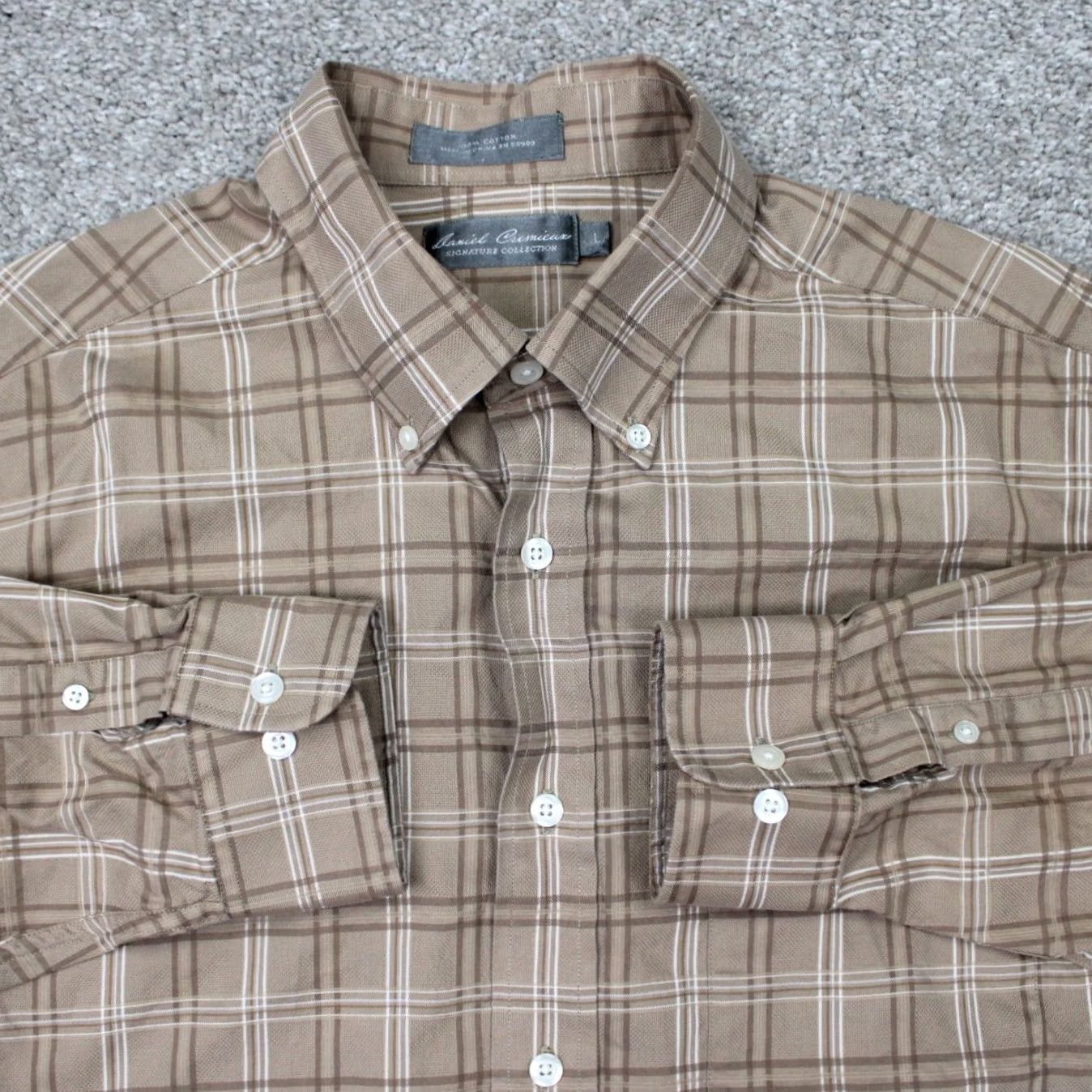 Cremieux Daniel Cremieux Signature Collection Shirt Mens Large Brown Cotton L/S Button-Up Size US L / EU 52-54 / 3 - 2 Thumbnail