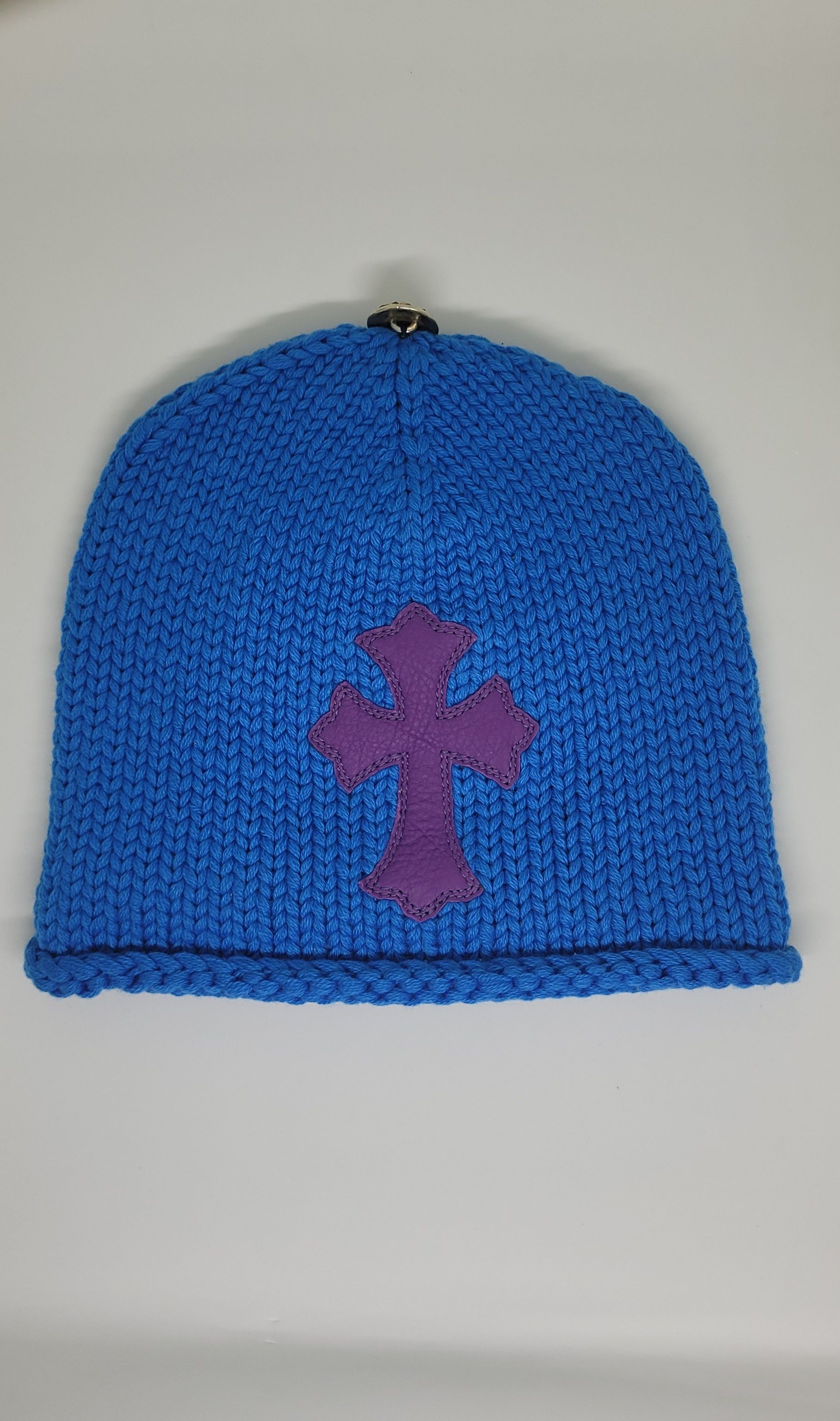 Brand New Chrome Hearts Purple Cross Patch Cashmere Beanie