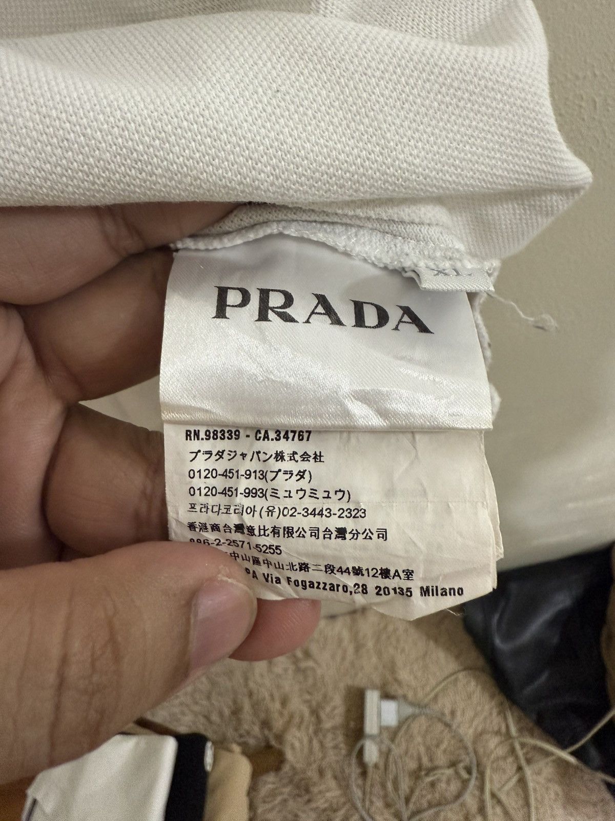 Prada Prada Red Tab White Pique Polo Shirt Size US XL / EU 56 / 4 - 4 Thumbnail