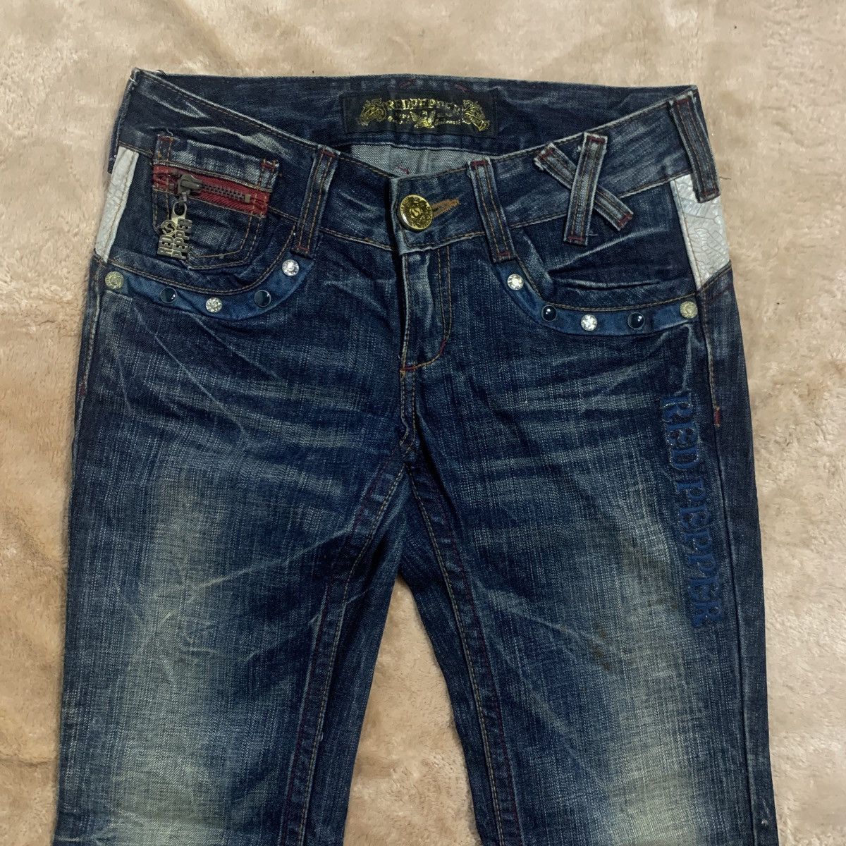 Affliction 🔥Hot🔥Japanese Red Pepper & Marijuana Embroidery Jeans 🔥 Size US 30 / EU 46 - 4 Thumbnail