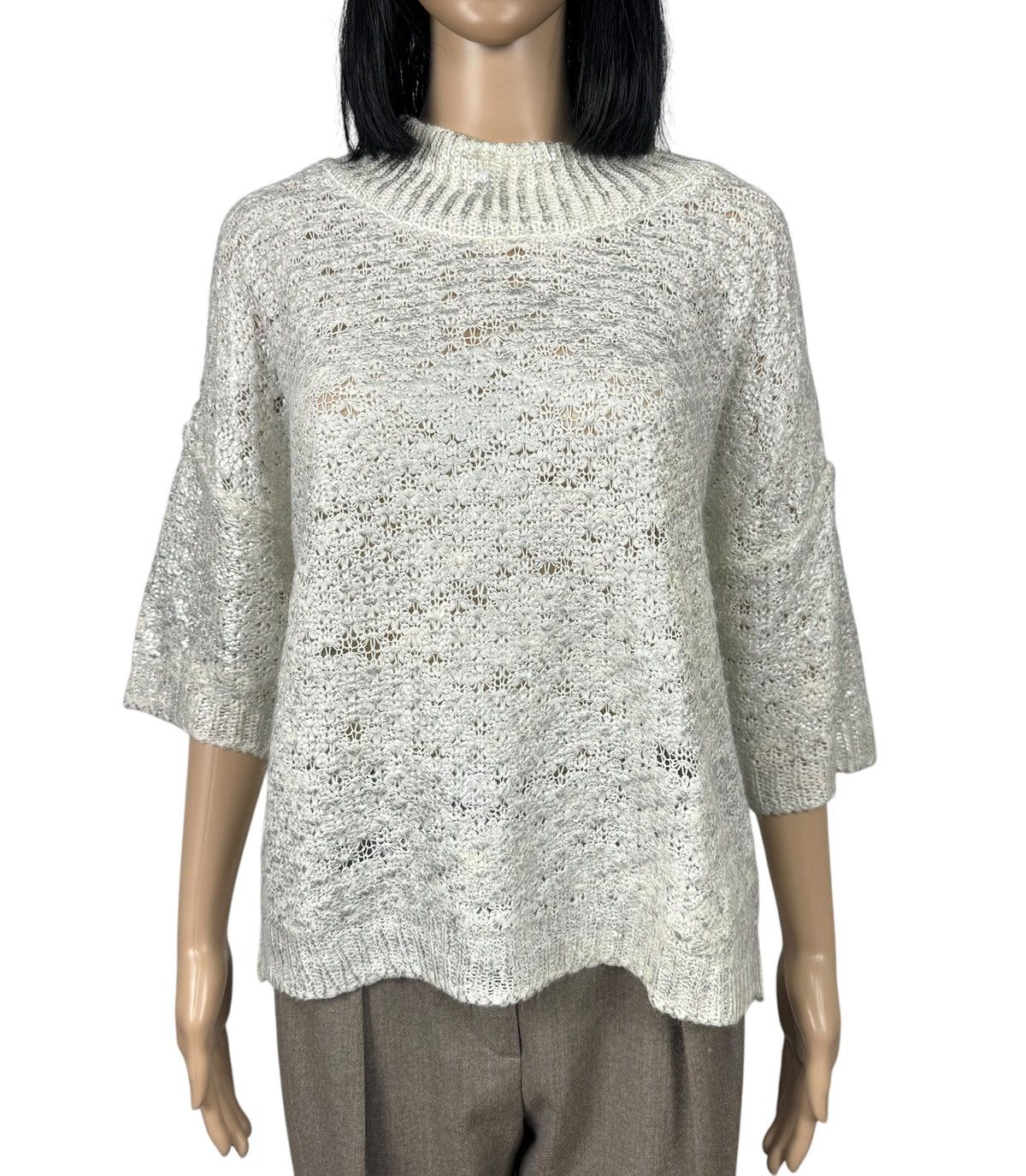TWINSET Twinset Knit Sweater Acrylic-Wool Short Sleeve Metall Paint Size M / US 6-8 / IT 42-44 - 2 Thumbnail