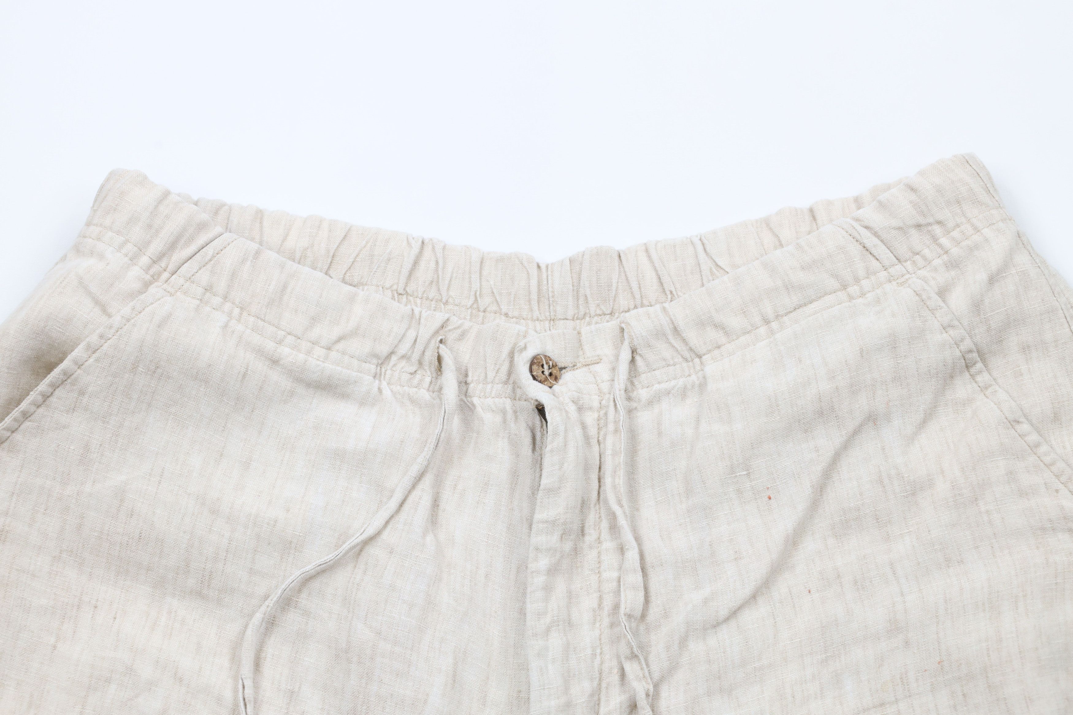 Vintage Vintage 90s Streetwear Linen Harem Beach Cargo Shorts Beige Size US 36 / EU 52 - 2 Thumbnail