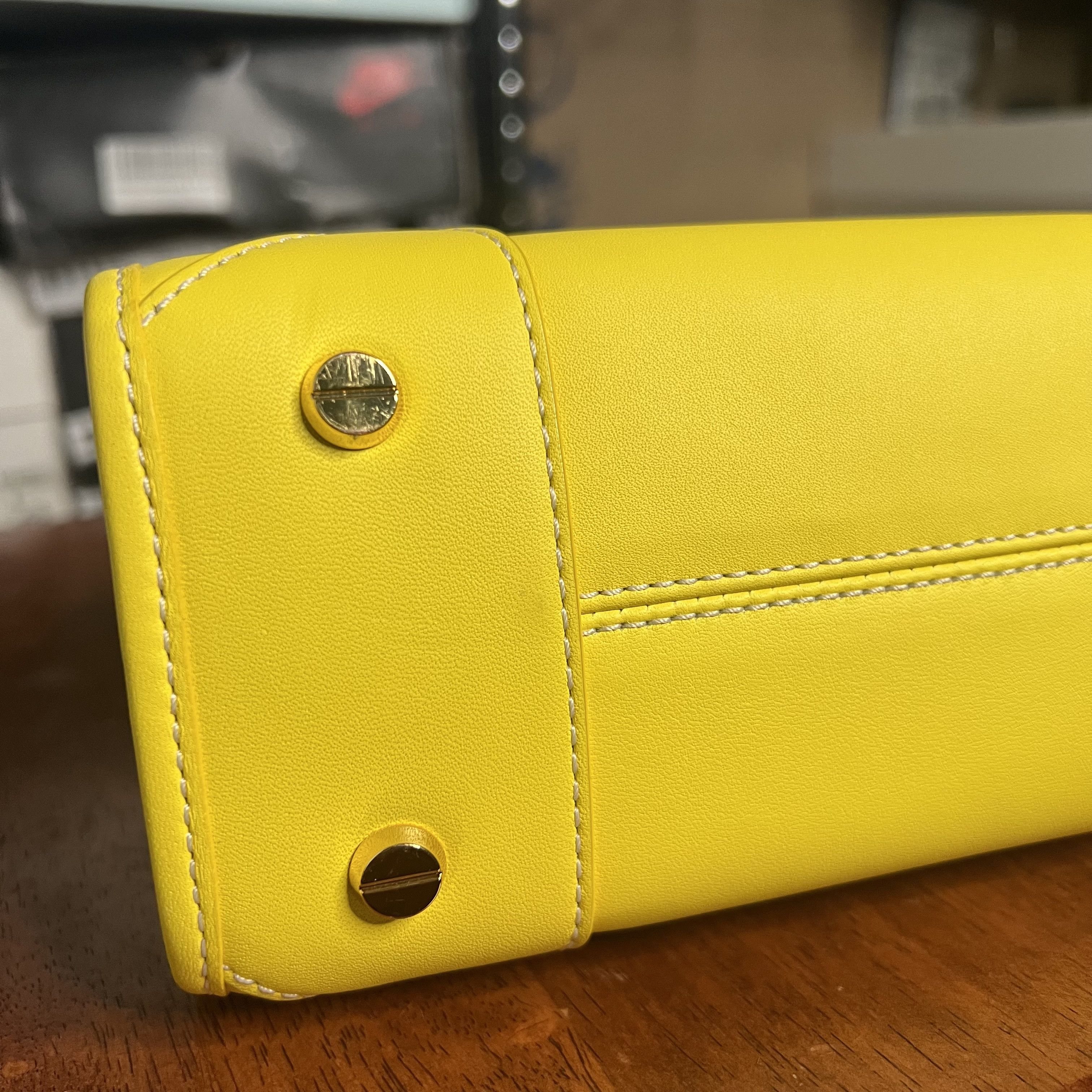 MCM MCM Mini Tonal Logo Leather Tote Bag Yellow Size ONE SIZE - 7 Thumbnail