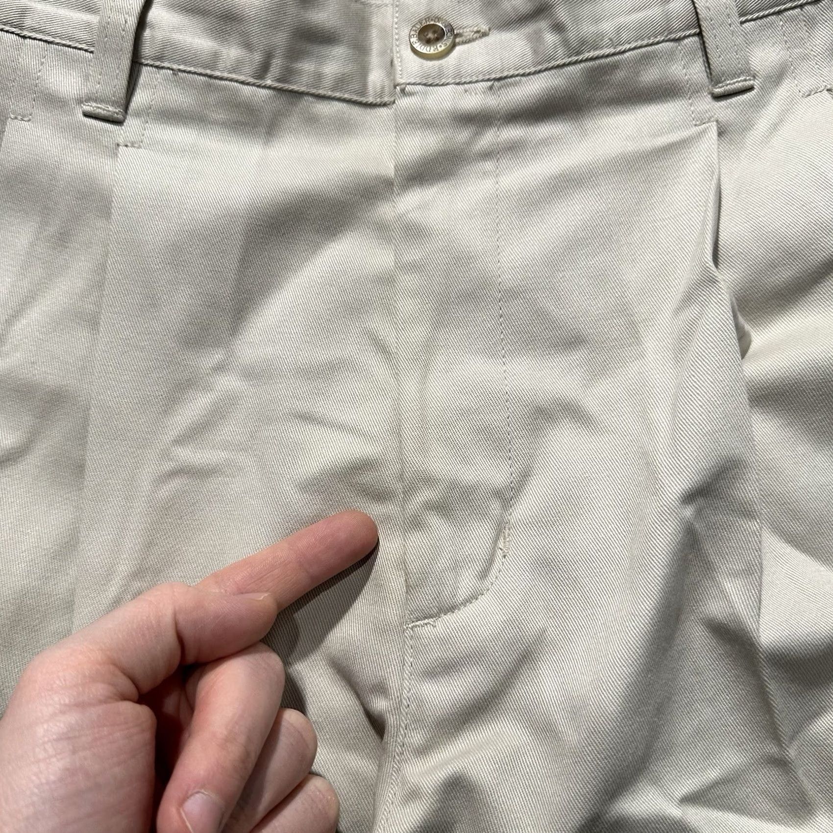 Eddie Bauer Eddie Bauer Pants Mens 33 (32x31) Beige Double Pleated Cuffed Trousers READ Size US 33 - 3 Thumbnail