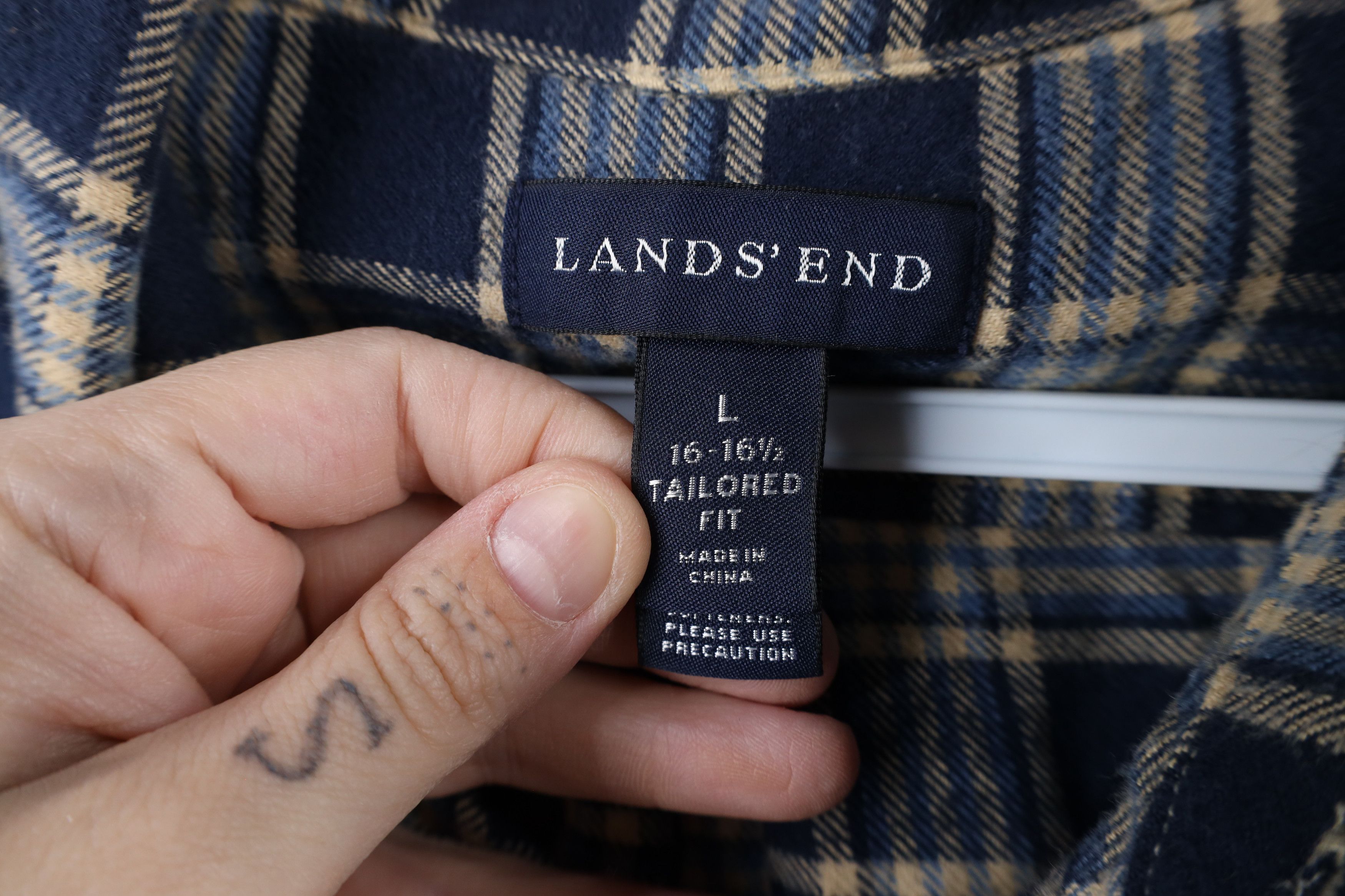 Lands' End × Vintage Vintage Lands End Fit Flannel Collared Button Down Shirt Size US L / EU 52-54 / 3 - 9 Thumbnail
