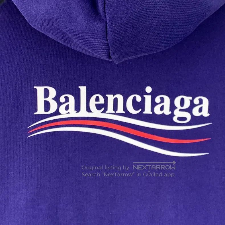 Balenciaga Balenciaga Dark Blue Logo Letter Print Cotton Hooded Draws Size US L / EU 52-54 / 3 - 5 Thumbnail