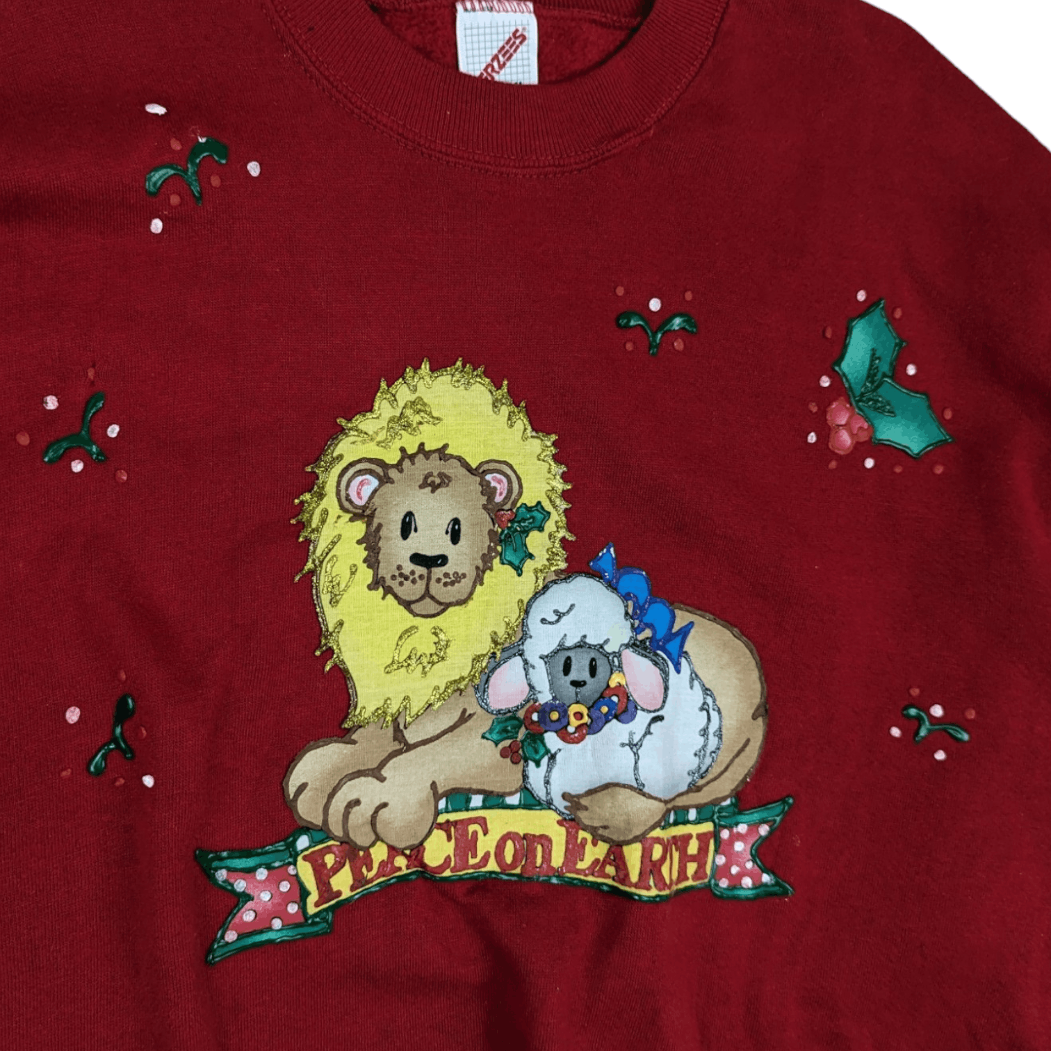 Jerzees Vintage 90's JERZEES Lion Peace On Earth Jumper Sweatshirt Size US XL / EU 56 / 4 - 5 Thumbnail