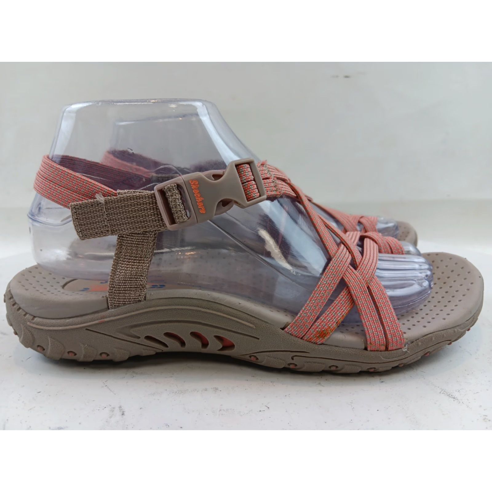 SKECHERS Skechers Reggae Irie Mon Sandals Woman’s Size 7 Taupe Coral Backstrap Geometric Clip Wedge Size US 7 / IT 37 - 6 Thumbnail