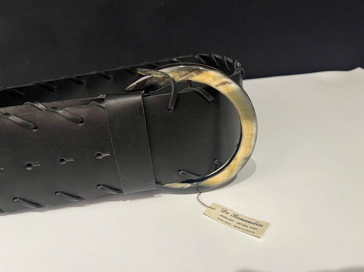 Vintage De Renaudin Big Horn Buckle Black Belt Size ONE SIZE - 4 Thumbnail