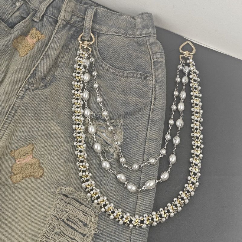 Vintage Retro Gothic Pearl Style Chains Wallet Size ONE SIZE - 4 Thumbnail