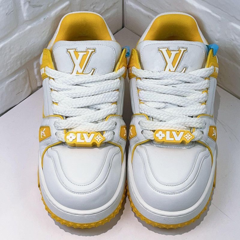 Louis Vuitton Louis Vuitton Trainer Maxi White and Yellow Sneakers -2508 Size US 8.5 / EU 41-42 - 1 Thumbnail