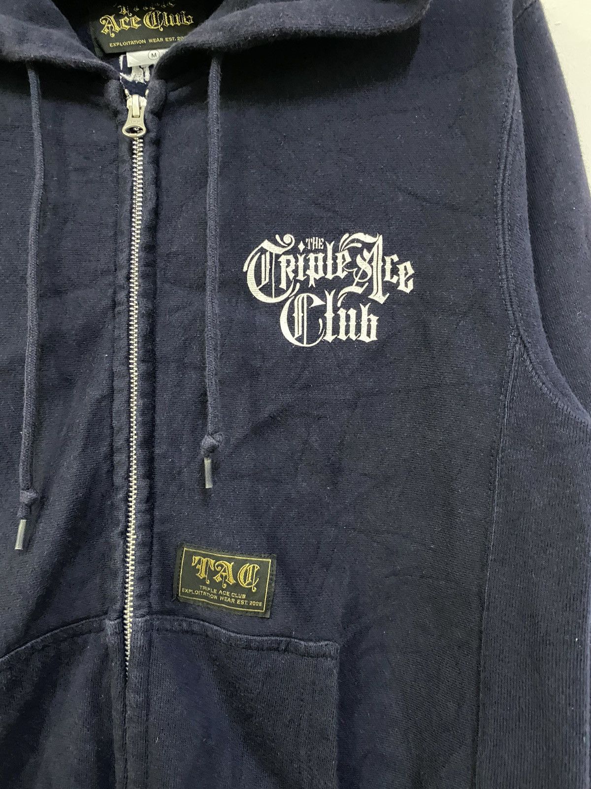 Vintage 💥VINTAGE Y2K TRIPLE ACE CLUB ZIPPER HOODIE Size US M / EU 48-50 / 2 - 6 Thumbnail