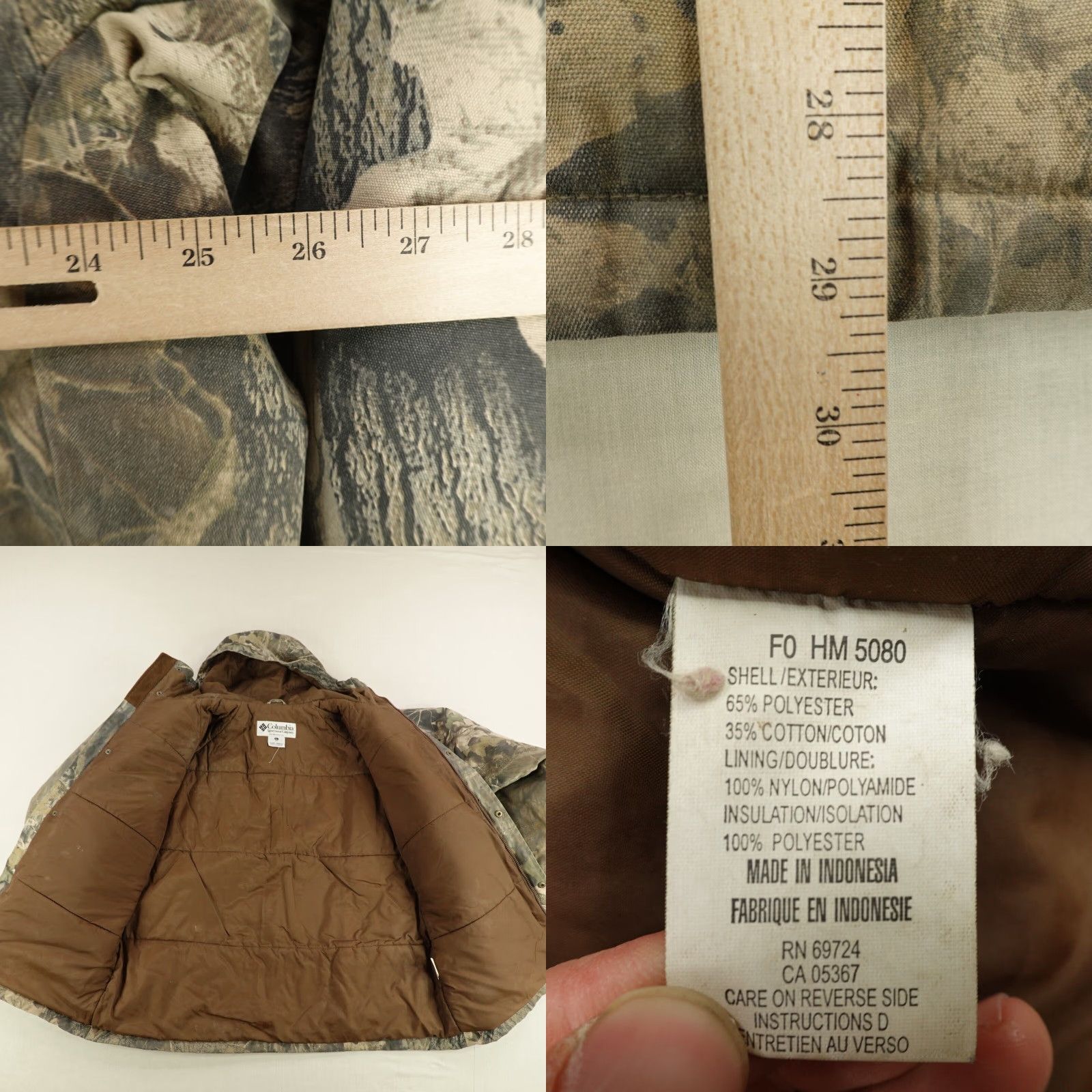 Vintage Columbia Jacket Mens Large Brown Camo Mossy Oak Breakup Quilted Hunting Coat Size US L / EU 52-54 / 3 - 8 Thumbnail