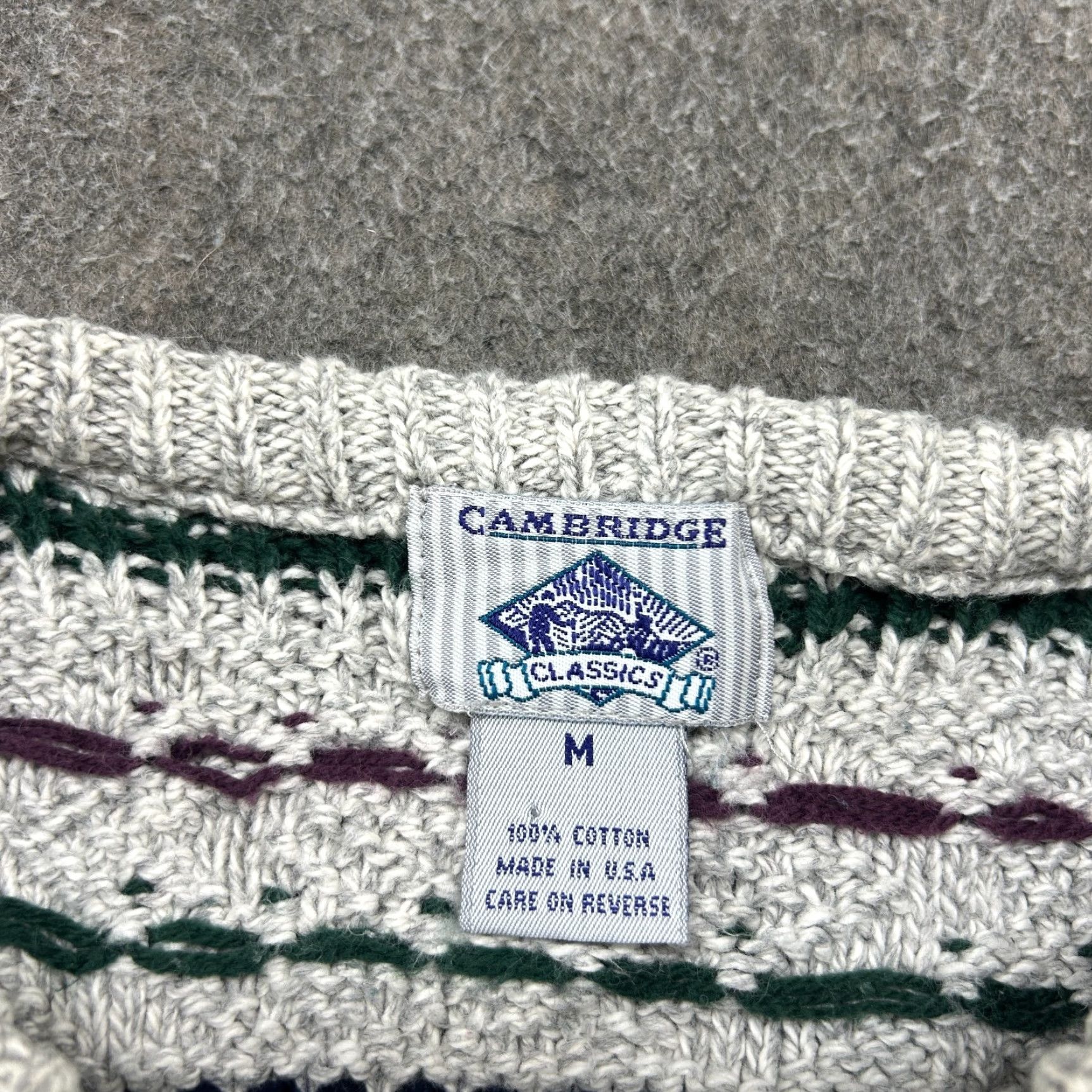 Vintage VINTAGE Cambridge Sweater Mens M White Green Pullover Fair Isle Chunky Knit 90s Cookies? Size US M / EU 48-50 / 2 - 4 Thumbnail