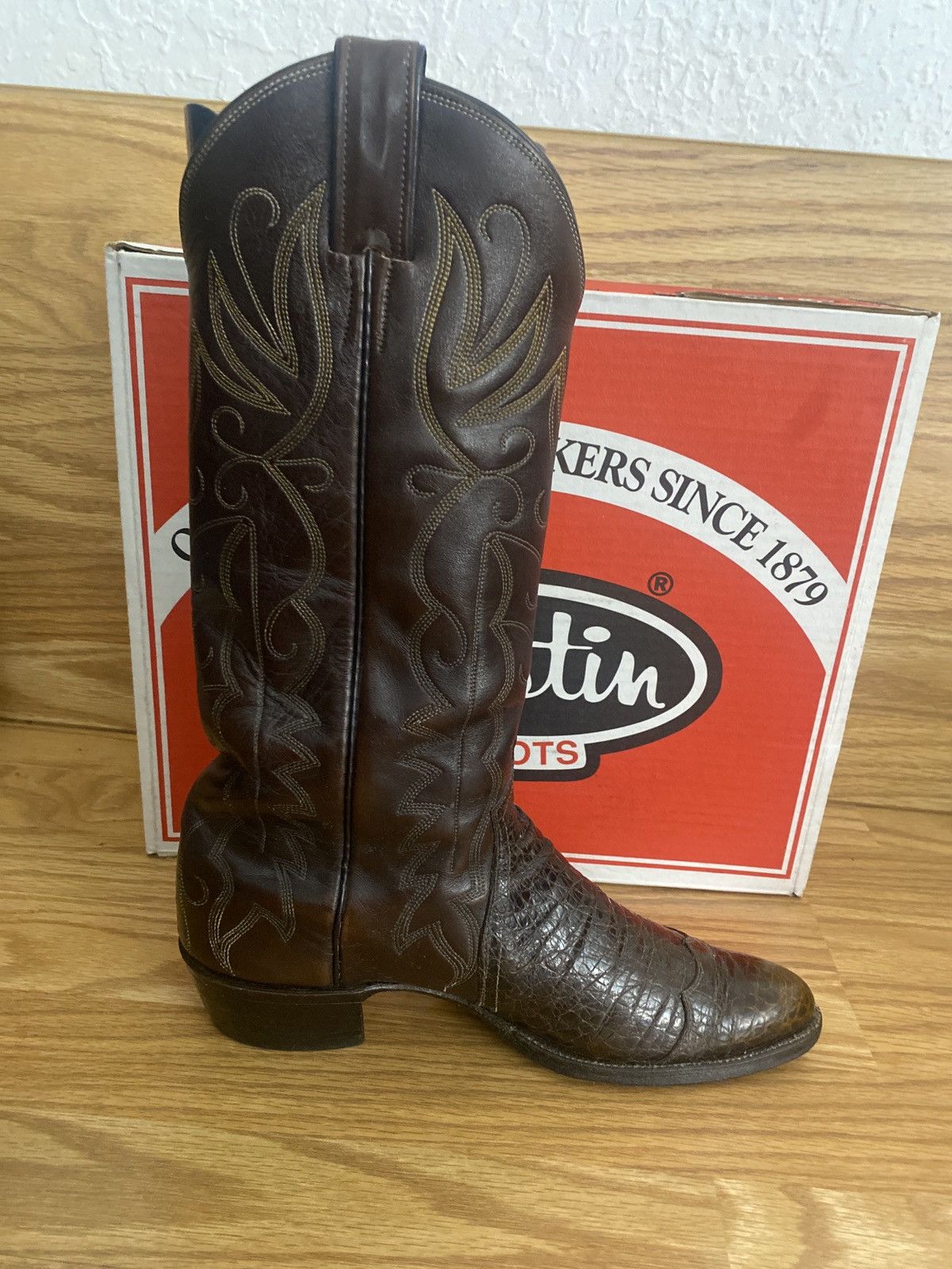 Justin Boots Justin 1979 Cowboy Boots Pre-Ban Brown Sea Turtle Print 9 B Size US 9 / EU 42 - 5 Thumbnail
