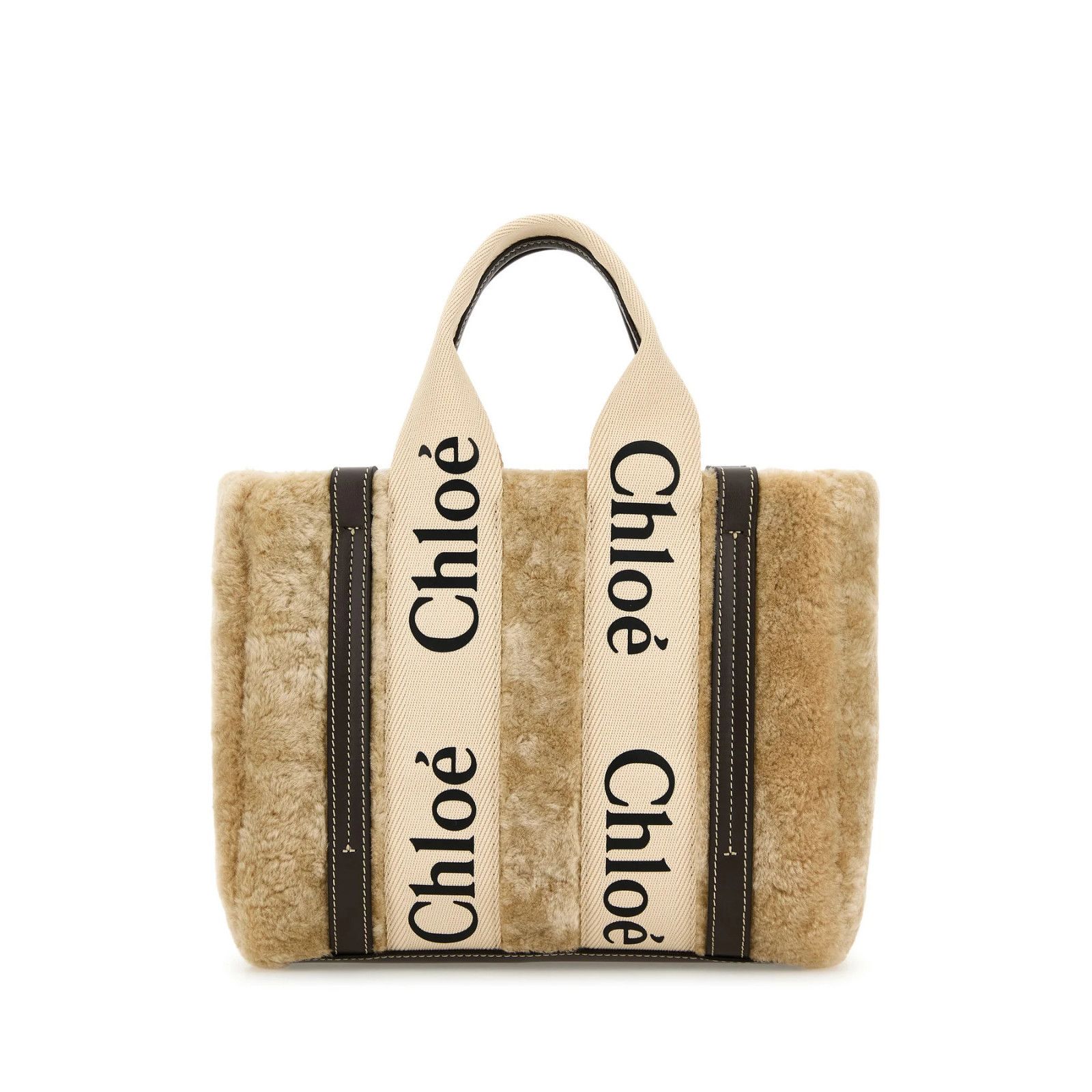 Chloe Small Summery Beige Shearling Tote Bag New & Authentic