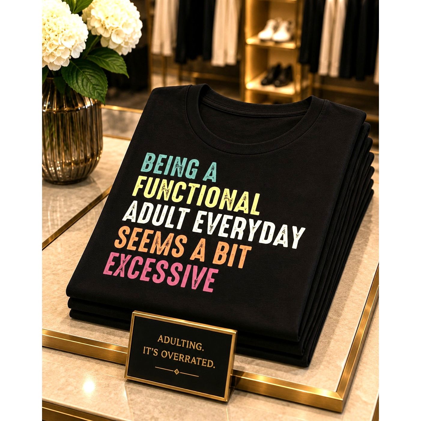 Other Functional Adult Sarcastic Funny Adulting T Shirt Crew 10 Size L / US 10 / IT 46 - 1 Thumbnail
